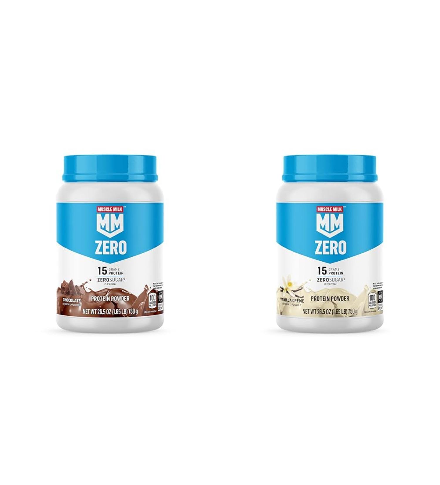 Muscle Milk Zero Protein Powder Chocolate & Vanilla 15g Protein 1.65lb 25 Servings Bundle - Buy Online on GoSupps.com