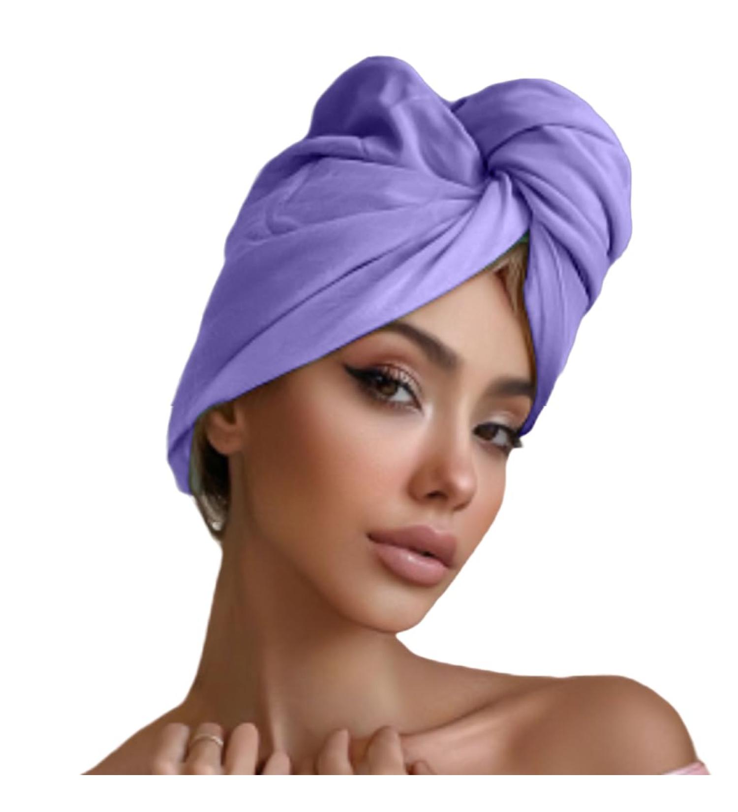 100% Cotton Violet T-Shirt Hair Towel | Reduce Breakage & Frizz | Ideal for Curly Hair Care & Plopping | Soft Turban Hair Wrap - Buy Online on GoSupps.com