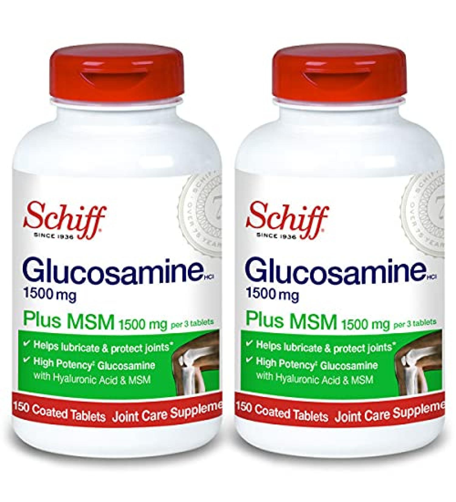 Schiff Glucosamine 1500mg MSM Hyaluronic Acid 300 Tablets - Joint Supplement Pack - Buy Online on GoSupps.com