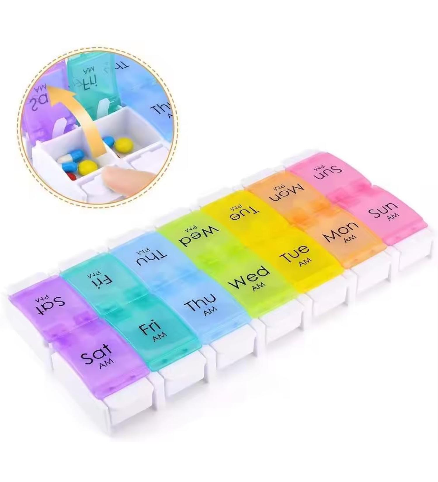 Weekly Pill Organizer 7 Day - Large AM PM Storage for Easy Daily Medication | Rainbow Design Pill Case - Buy Online on GoSupps.com