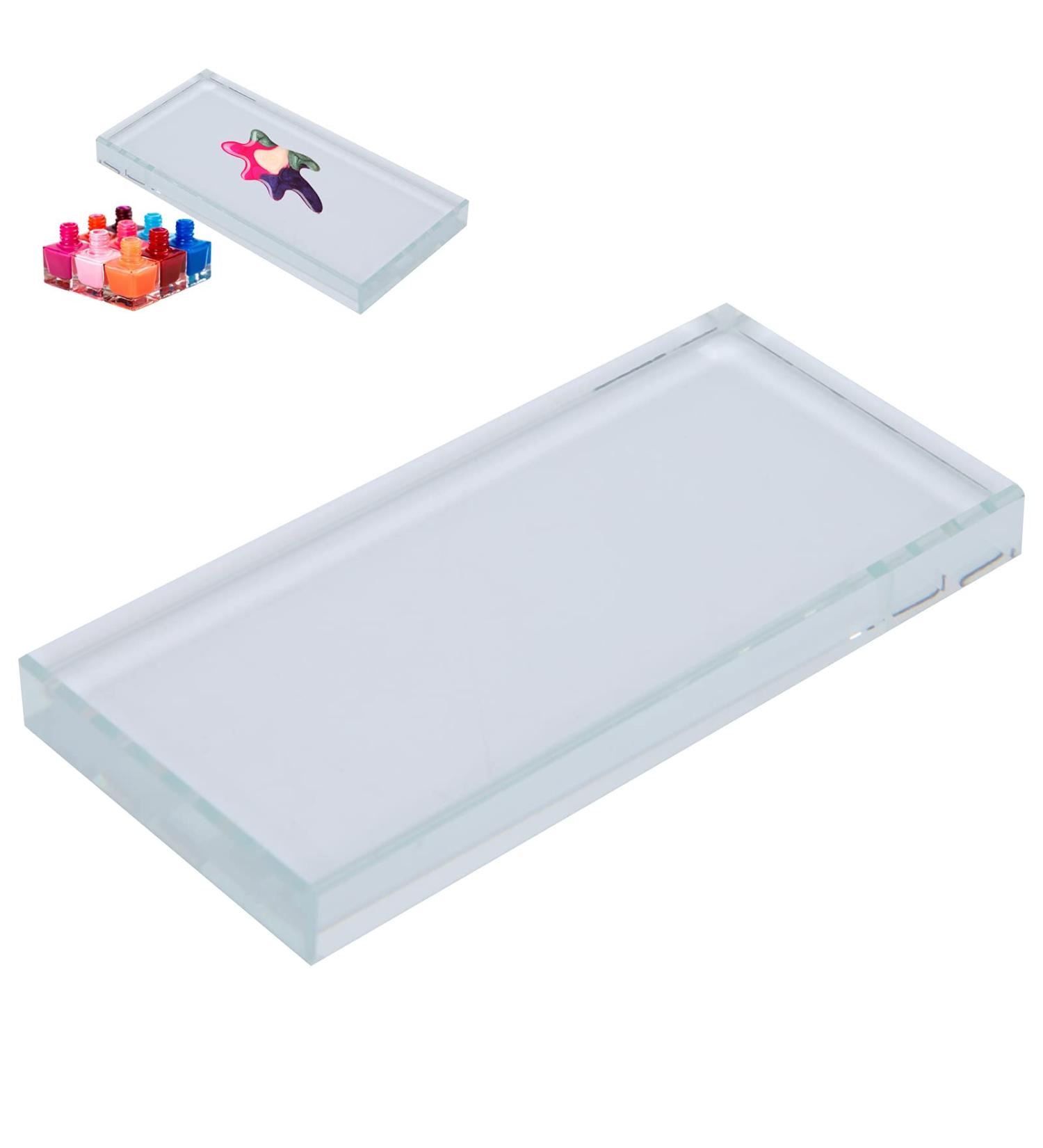  ACOGEDO Nail Palettes Versatile Colour Mixing Card - Rectangle Glass Mixing Palette and Makeup for Nail Polish Gel and Eyelash Glue - Buy Online on GoSupps.com