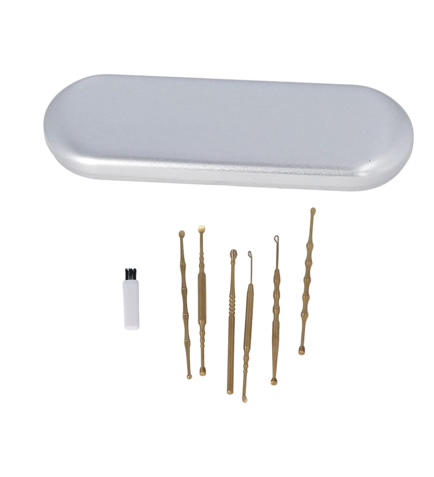 Portable Stainless Steel Ear Wax Cleaner Kit - Gold Handy Spoon Tool & Removal Set for Safe Ear Cleaning - Buy Online on GoSupps.com
