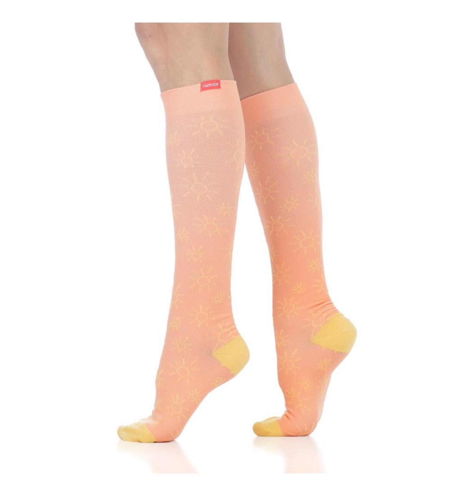 Buy VIM & VIGR Nylon 20-30 mmHg Graduated Compression Socks - Clementine Sunnies (Large/X-Large) | Best International Shipping - Buy Online on GoSupps.com