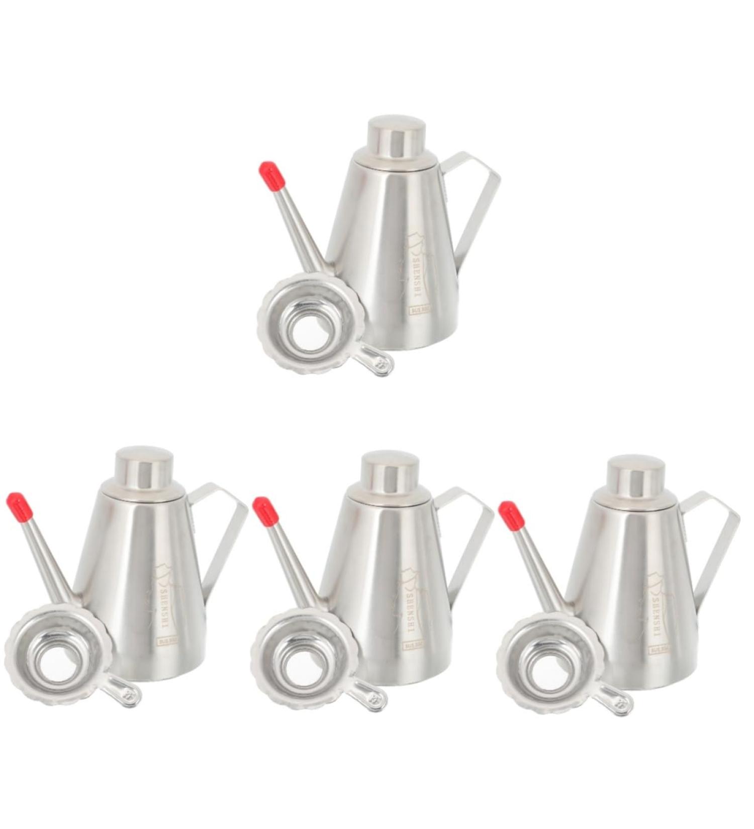 Zerodeko 4pcs Stainless Steel Oil Pot Olive Oil Cooking Oil Container Portable Tea Kettle Vinegar Pourer Pot Practical Oil Dispenser Stainless Steel Oil Bottle Vinegar Bottle Anti-spill 16x14cmx4pcs Silverx4pcs - Buy Online on GoSupps.com