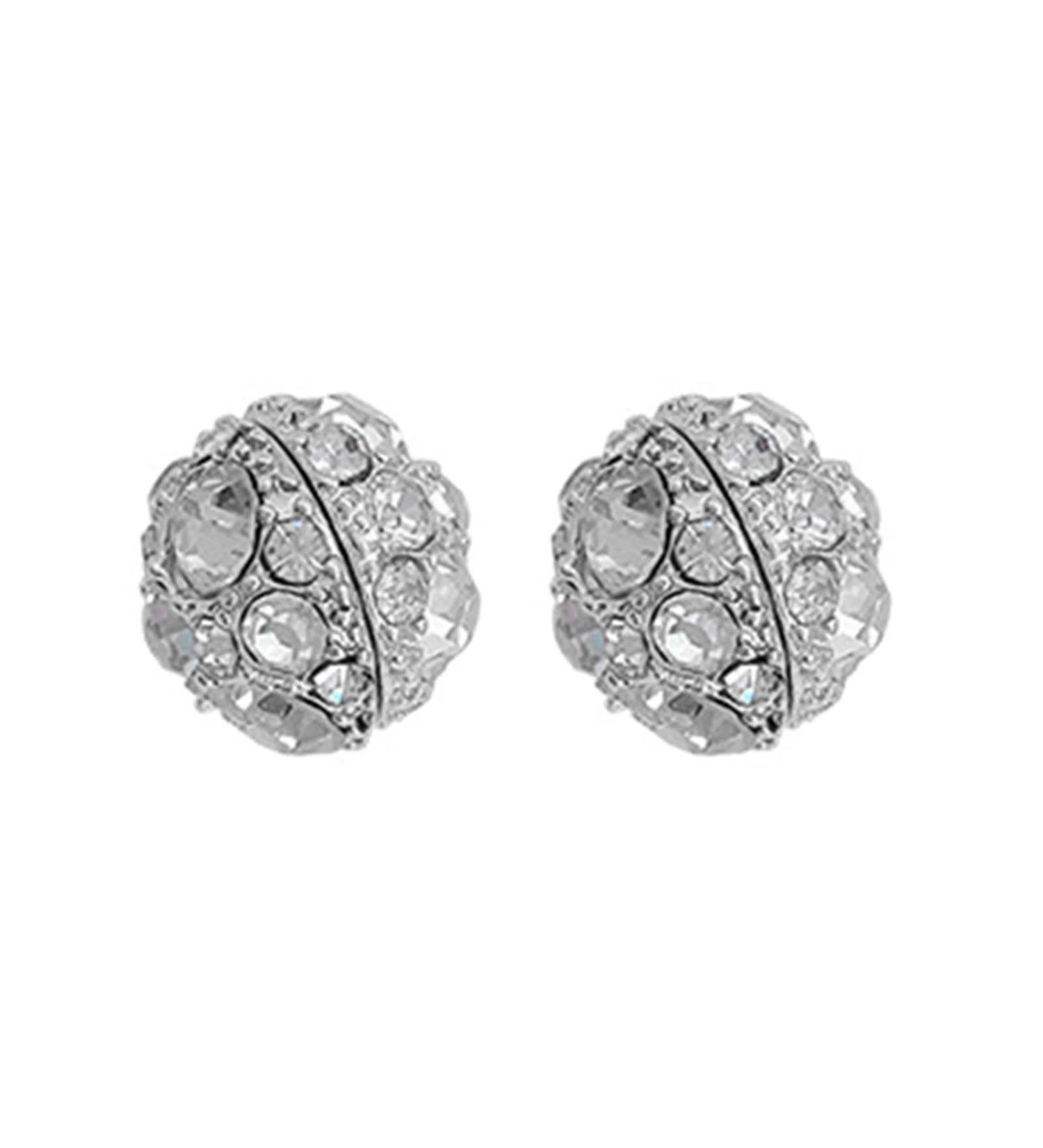 Feyley Magnetic Clip-On Earrings for Women & Girls | Round Pickled Zircon Fashionable Silver Earrings - Buy Online on GoSupps.com