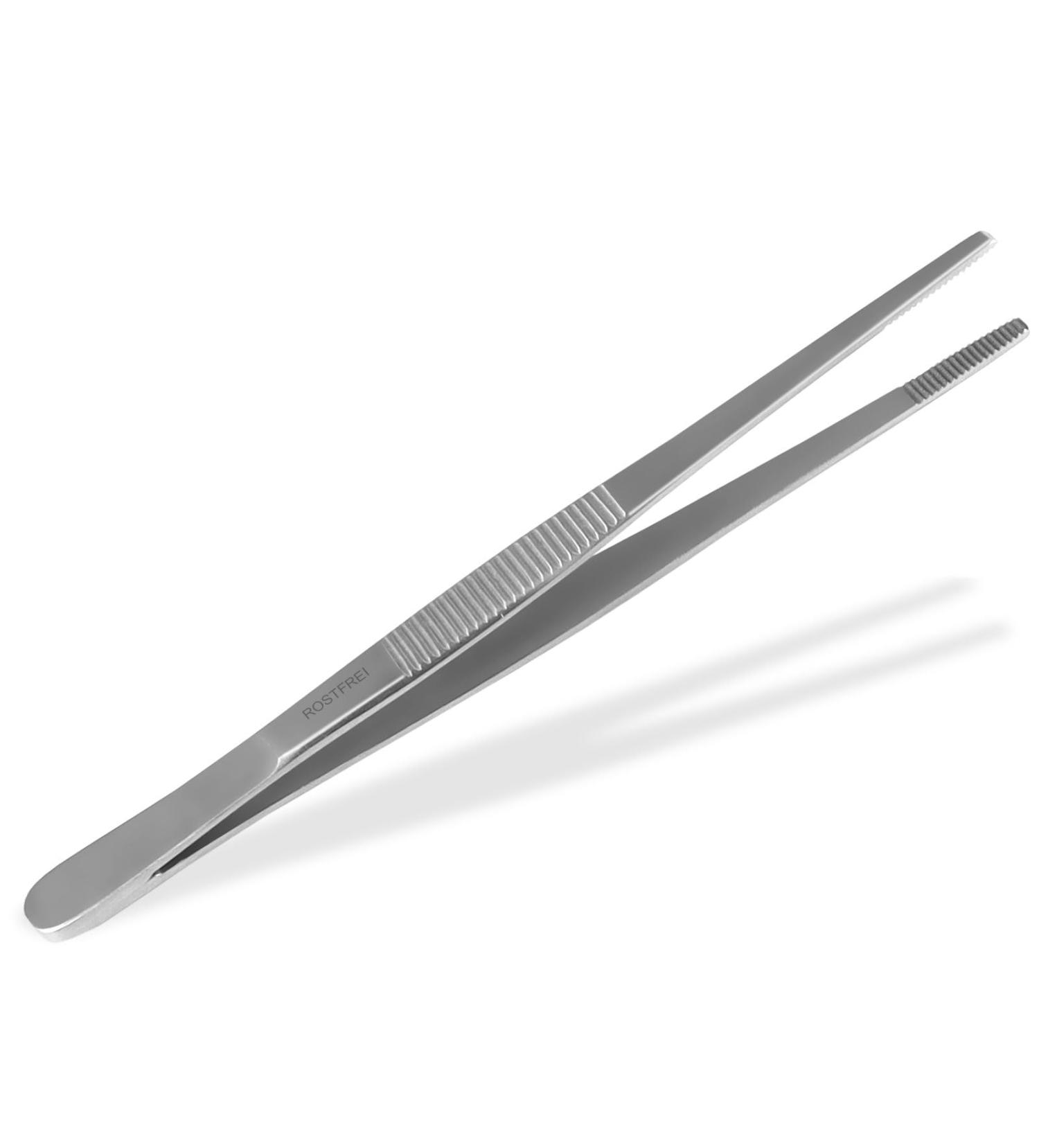 High-Quality 12.5 cm Stainless Steel Straight Tweezers with Internal Teeth - Perfect for Precision Tasks - Buy Online on GoSupps.com