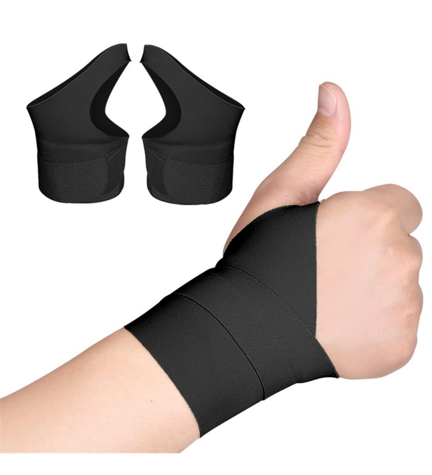 Ultra Thin Wrist Thumb Support Braces - Compression Gloves for Pain Relief | Adjustable Sports Thumb Bandage for Carpal Tunnel Arthritis & Tendonitis - Black - Buy Online on GoSupps.com