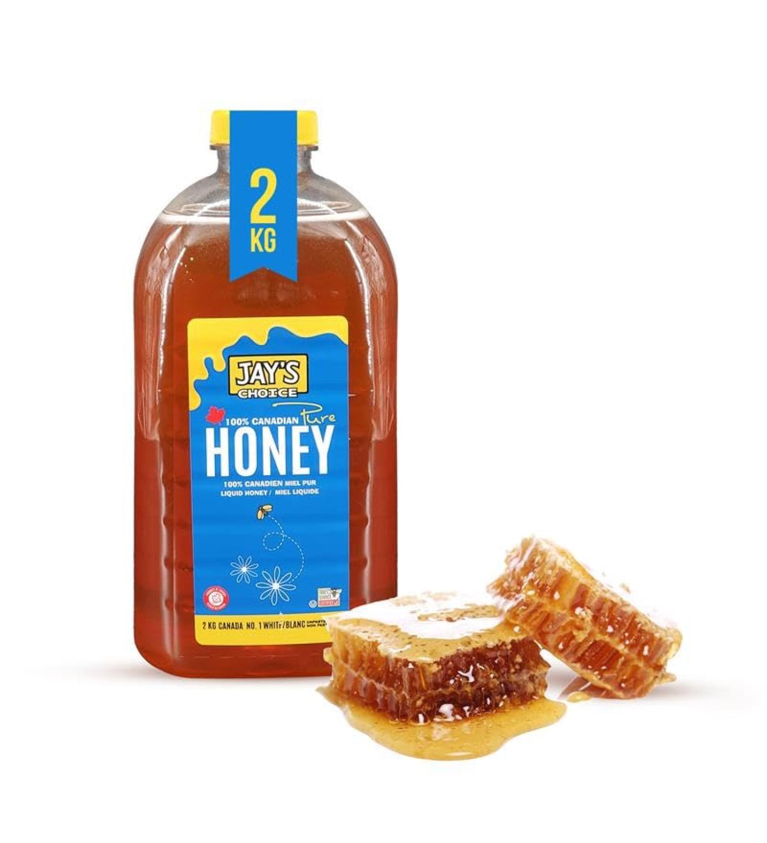 JAY'S CHOICE Honey (2 kg) All Natural 100% Pure Canadian Unpasteurized Liquid Honey Sweet & Delicious Premium Superfood for Nourishing Wellness Perfect for Breakfast Baking & Desserts - Buy Online on GoSupps.com