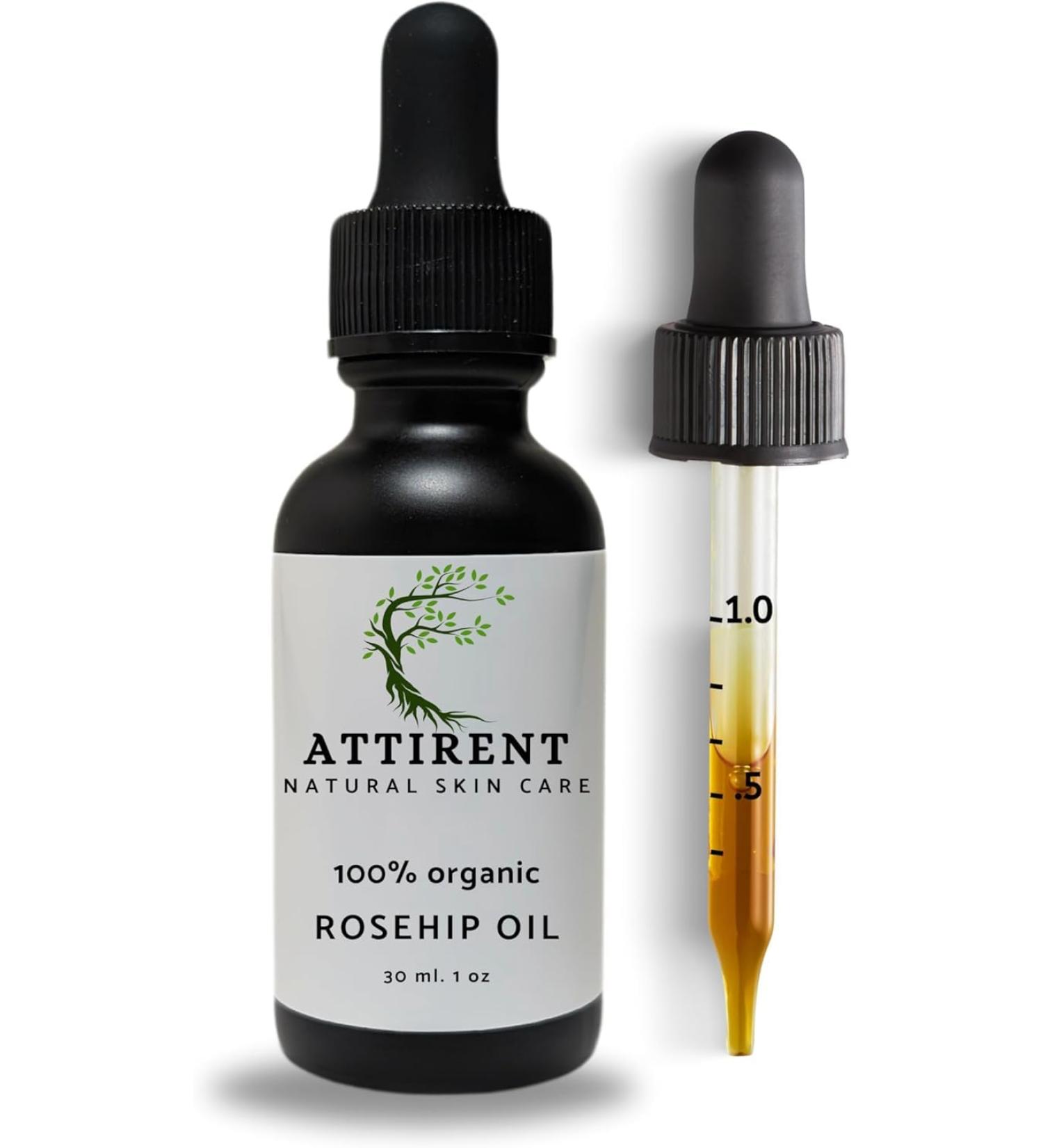 Attirent Organic Rosehip Oil - 30 ml - Pure Rosehip Seed Oil for Hydrating Nourishing & Moisturizing - Oil for Hair Skin & Nails - Buy Online on GoSupps.com