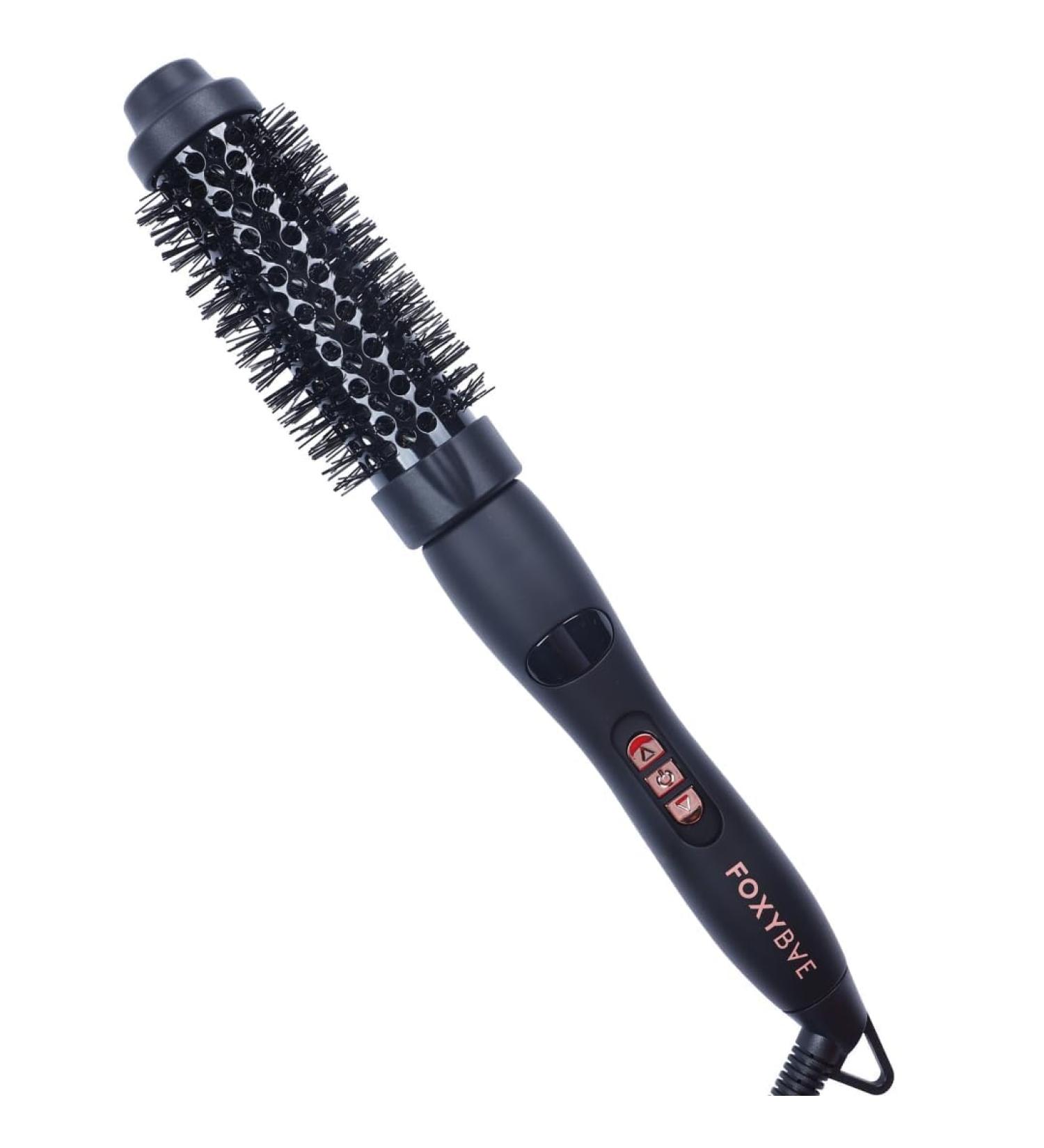 FoxyBae Heated Ceramic Tourmaline Curling Round Brush - 1.25" Hair Straightener & Curler for Loose Curls & Volume - Multi-Styler Thermal Brush in Rose Gold - Buy Online on GoSupps.com