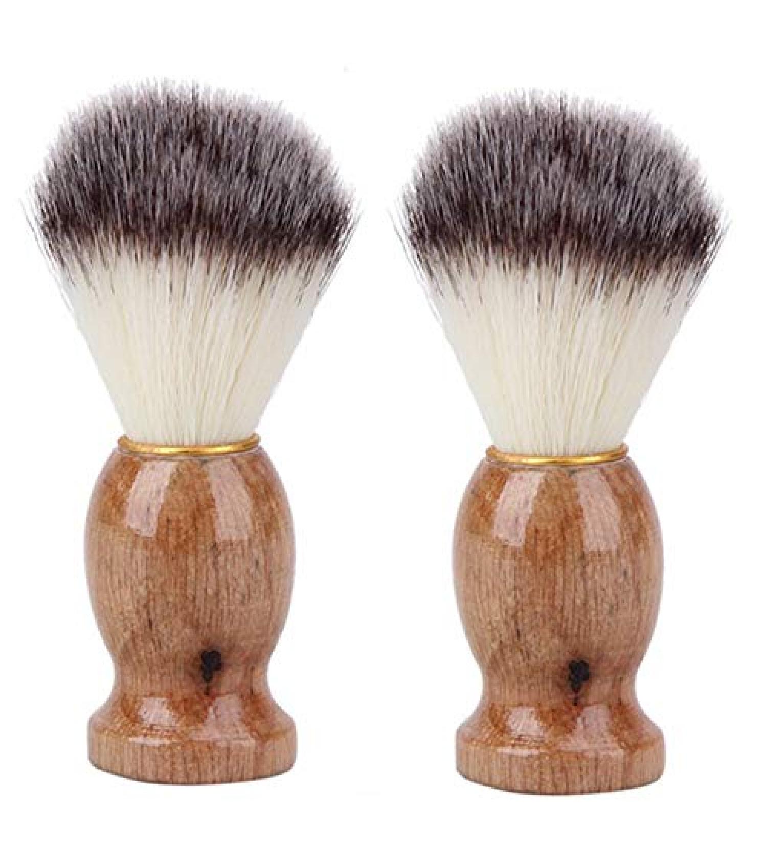 Plumflex 2Pcs Men's Shaving Brush Set - Wooden Handle Beard & Facial Cleaning Tool for Ultimate Shaving Experience - Buy Online on GoSupps.com