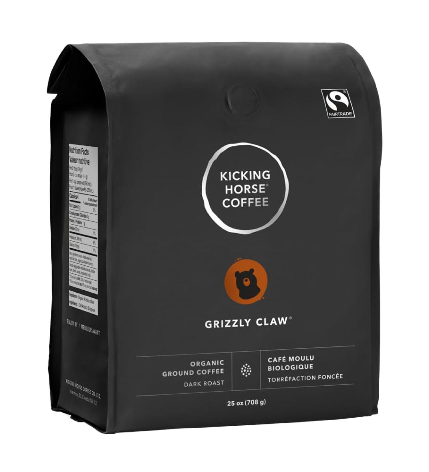 Kicking Horse Coffee - Grizzly Claw Blend Ground 100% Arabica Coffee | Dark Roast | All Organic & Fairtrade | 708 g Pack of 6 - Buy Online on GoSupps.com