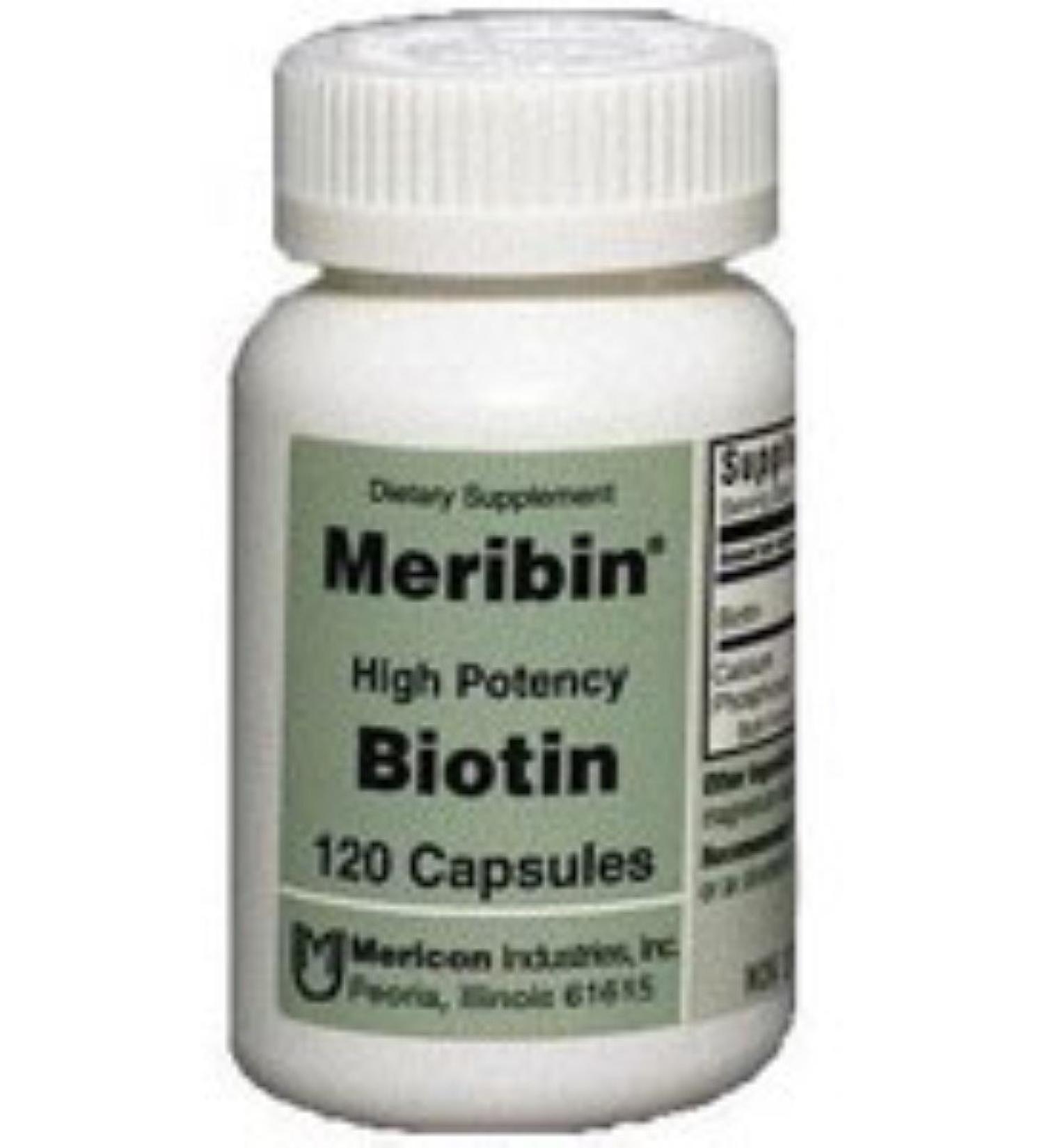 Meribin High Potency Biotin 5mg Supplement Capsules 120 ea (Pack of 5)