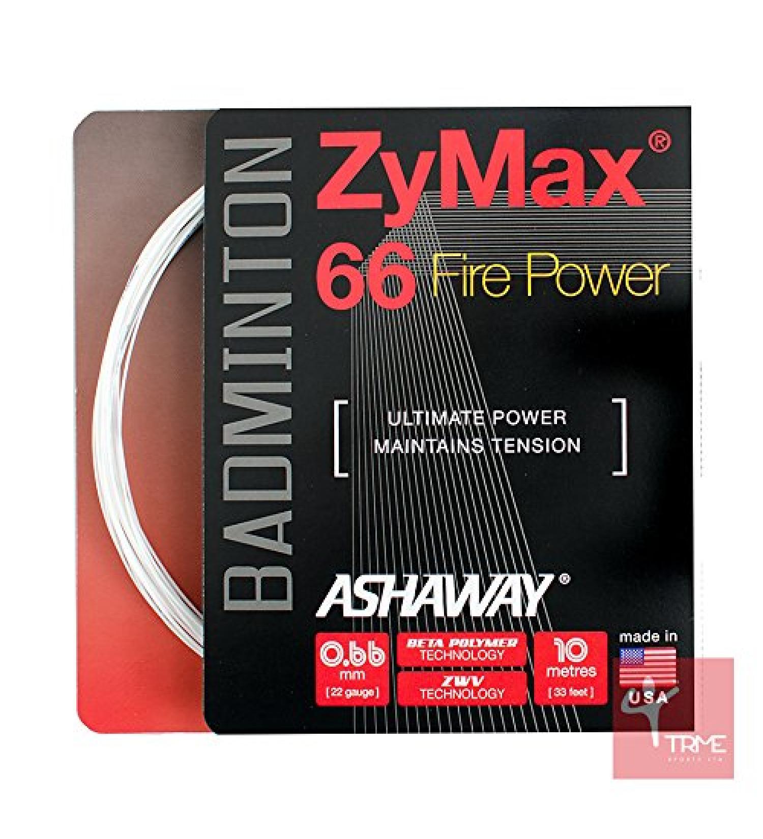 ASHAWAY Zymax 66 Fire Power Badminton String Set 0.66mm White