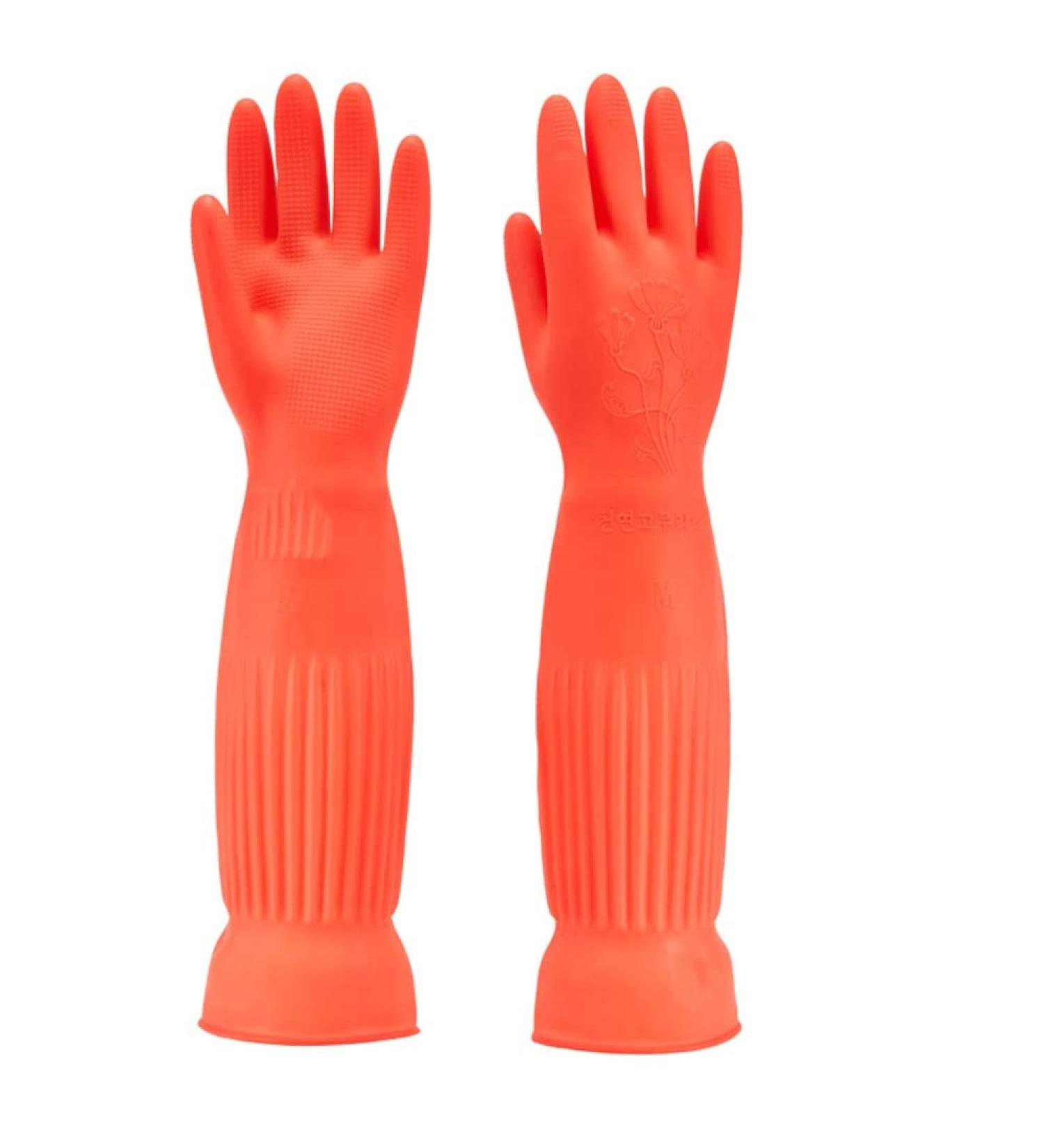 YIOIY Waterproof Kitchen Cleaning Gloves - Oil-Resistant Rubber Glove (Red, Medium) - Buy Online on GoSupps.com