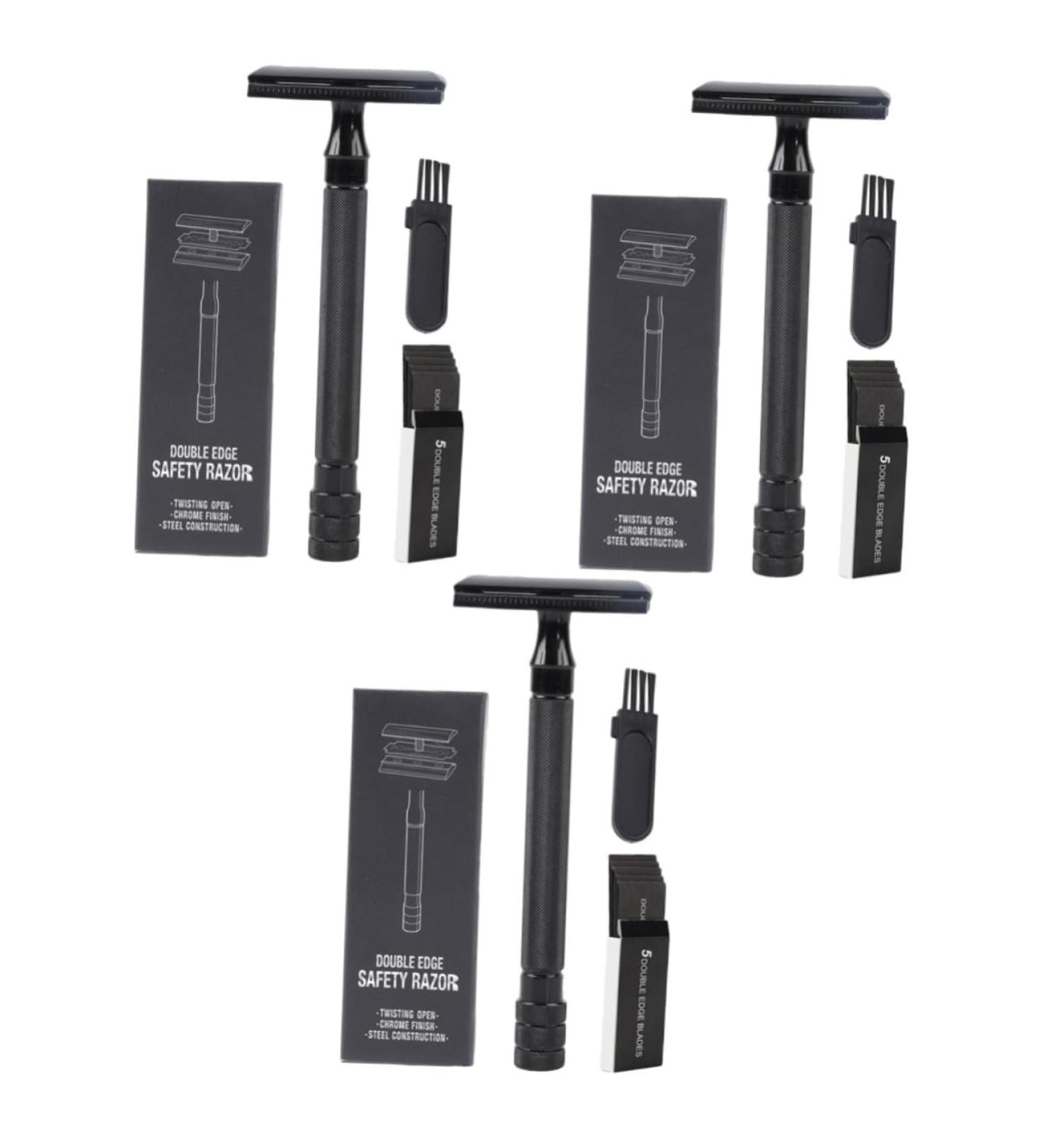 Magiclulu 3 Sets Manual Razor - Classic Metal Beard Shaver for Men | Double Edge Safety Razor - Buy Online on GoSupps.com