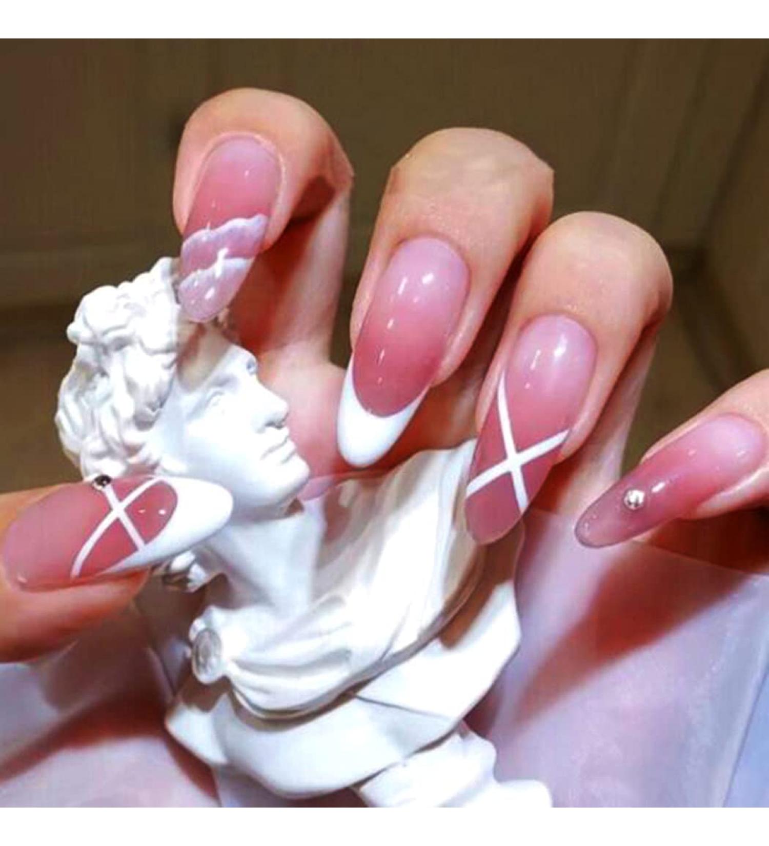 OnSaya Coffin False Nails French Long Fake Nails Ballerina Acrylic Press on Nails Full Cover Stick on Nails 24pcs for Women and Girls PINK 1 count (Pack of 1) PINK - Buy Online on GoSupps.com