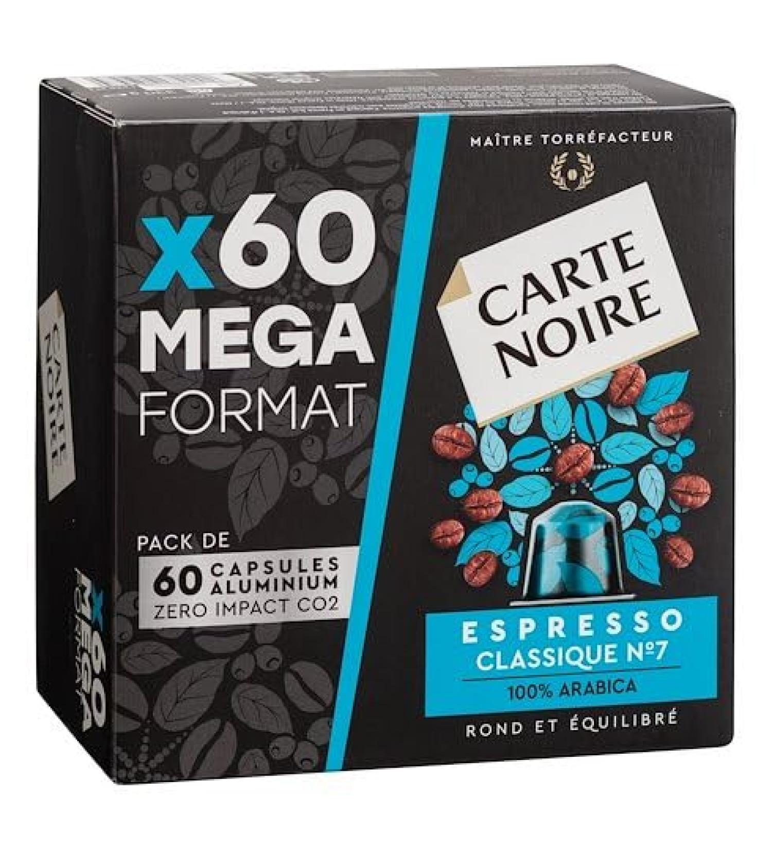 Carte Noire Carte Noire Espresso Classic Nespresso Compatible Aluminium Capsules 1 Pack of 60 Coffee Pods 100% Arabica Citrus & Chocolate Notes 7/10 Intensity Round & Well Balanced Body