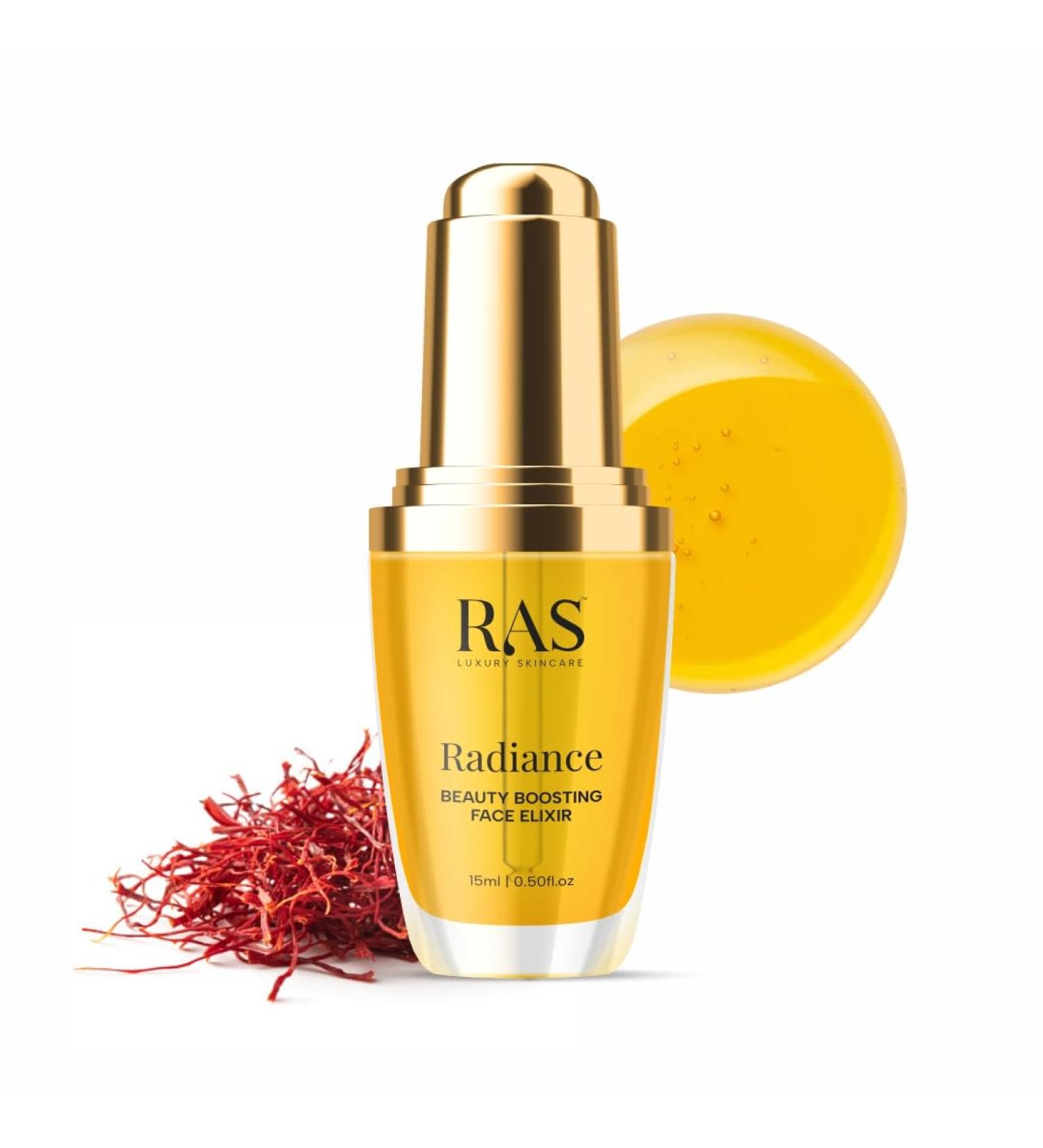 Radiance Beauty-Boosting Face Elixir | Hydrating Rosehip Oil Serum for Glowing Skin | Fast Absorbing & Non-Sticky Moisturiser - 0.51 Fl Oz | RAS Luxury Oils - Buy Online on GoSupps.com