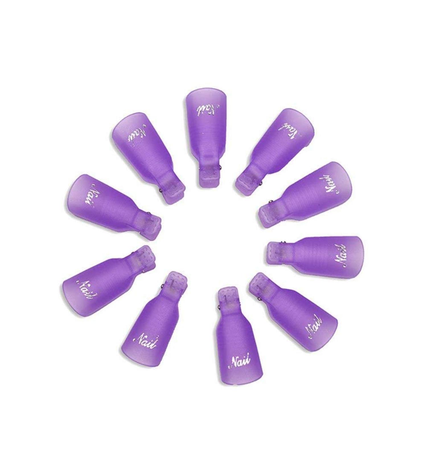 IME Nail Polish Remover Clips Set - 10 Pcs Purple Soak Off Gel Cap for UV Manicure & Acrylic Nails | Nail Art Tools - Buy Online on GoSupps.com