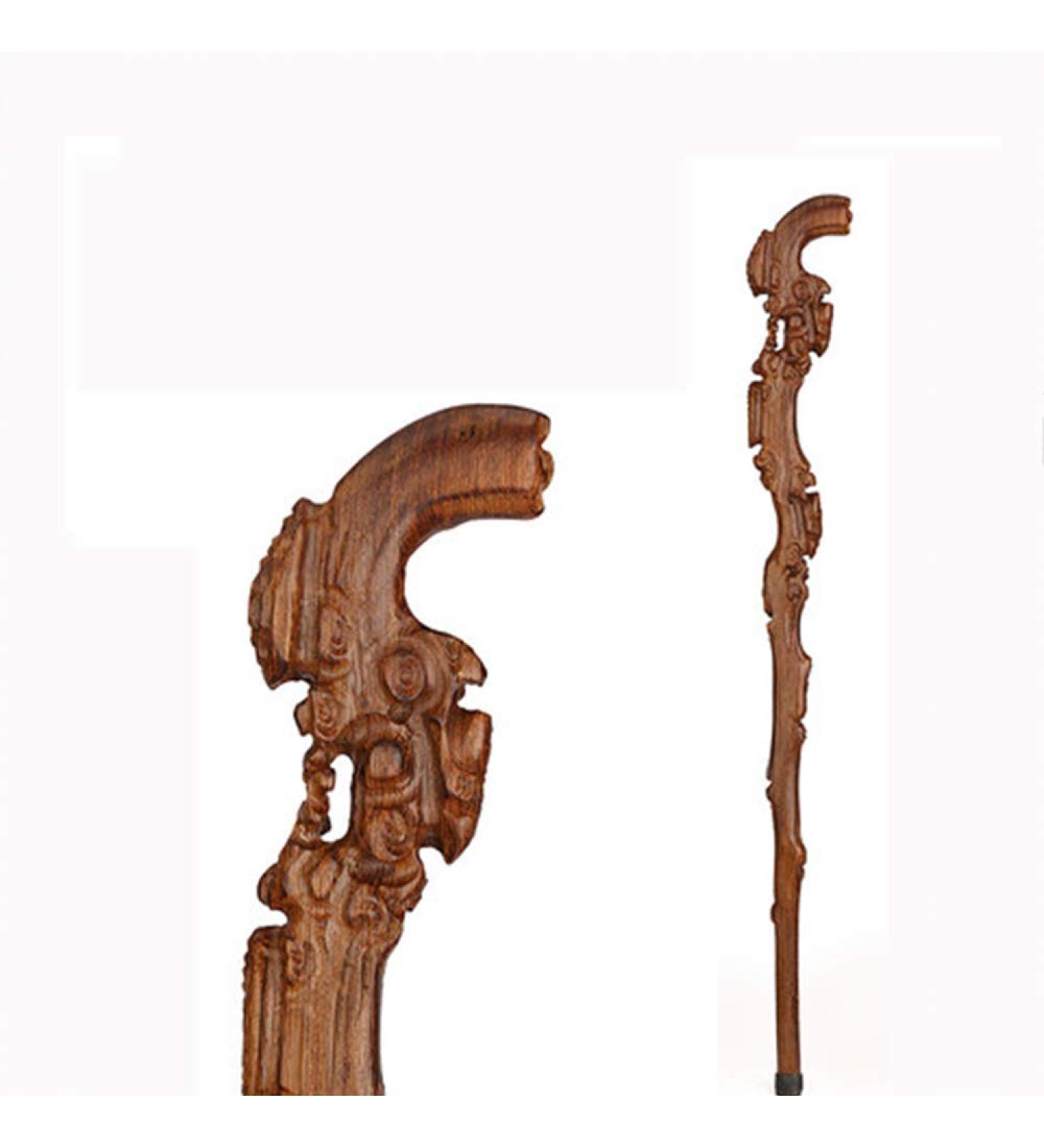 Solid Wood Crutch Mahogany Elderly Crutch Non-Slip Root Carved Wooden Cane Suitable for The Elderly and Disabled Beautiful Scenery Bathing in Sunlight Brown - Buy Online on GoSupps.com