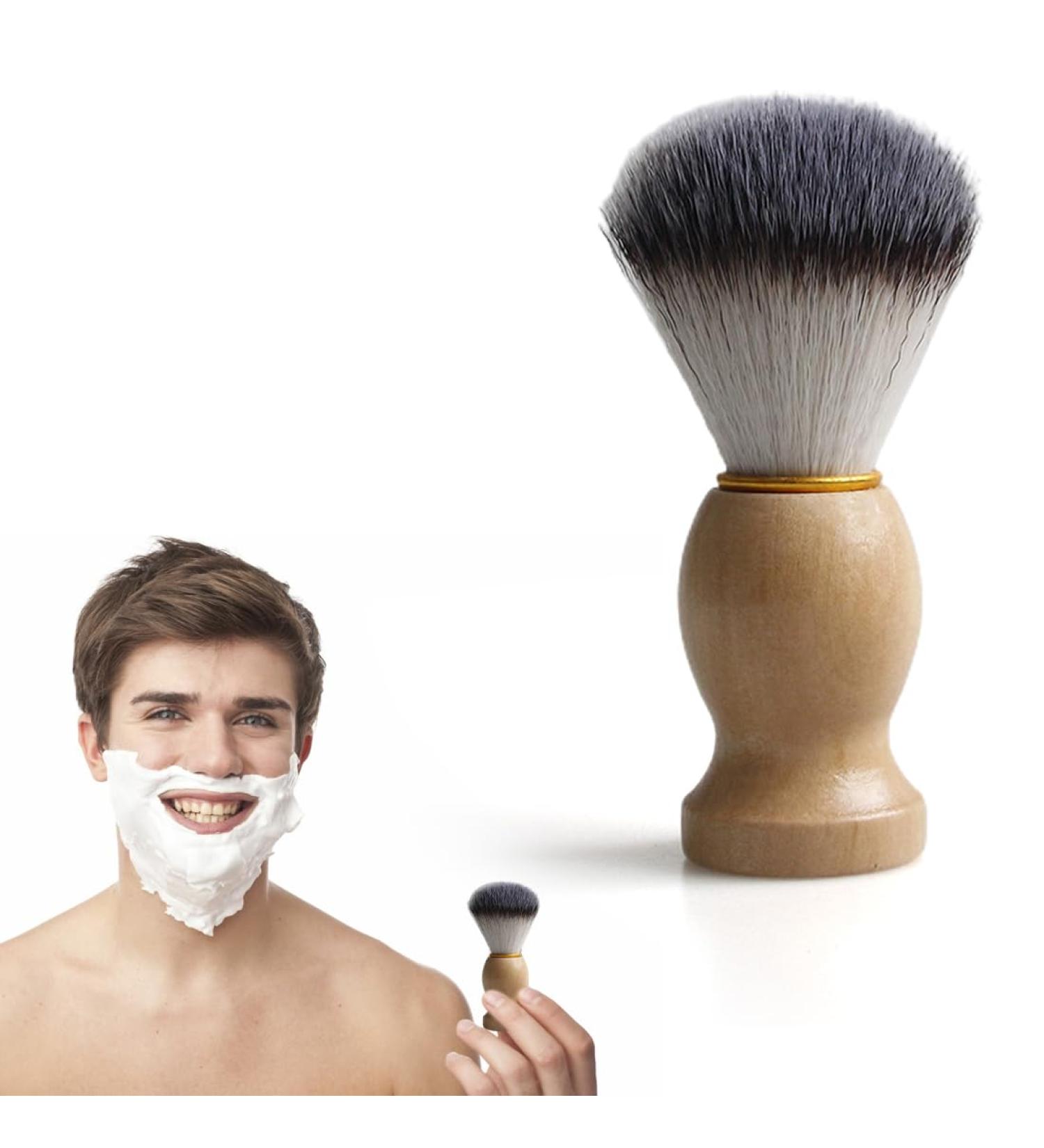 NHPY Men's Razor Brush - Premium Wooden Shaving Brush for Beard & Facial Hair Cleaning | Perfect for Smooth Shaving & Soap Foaming - Buy Online on GoSupps.com