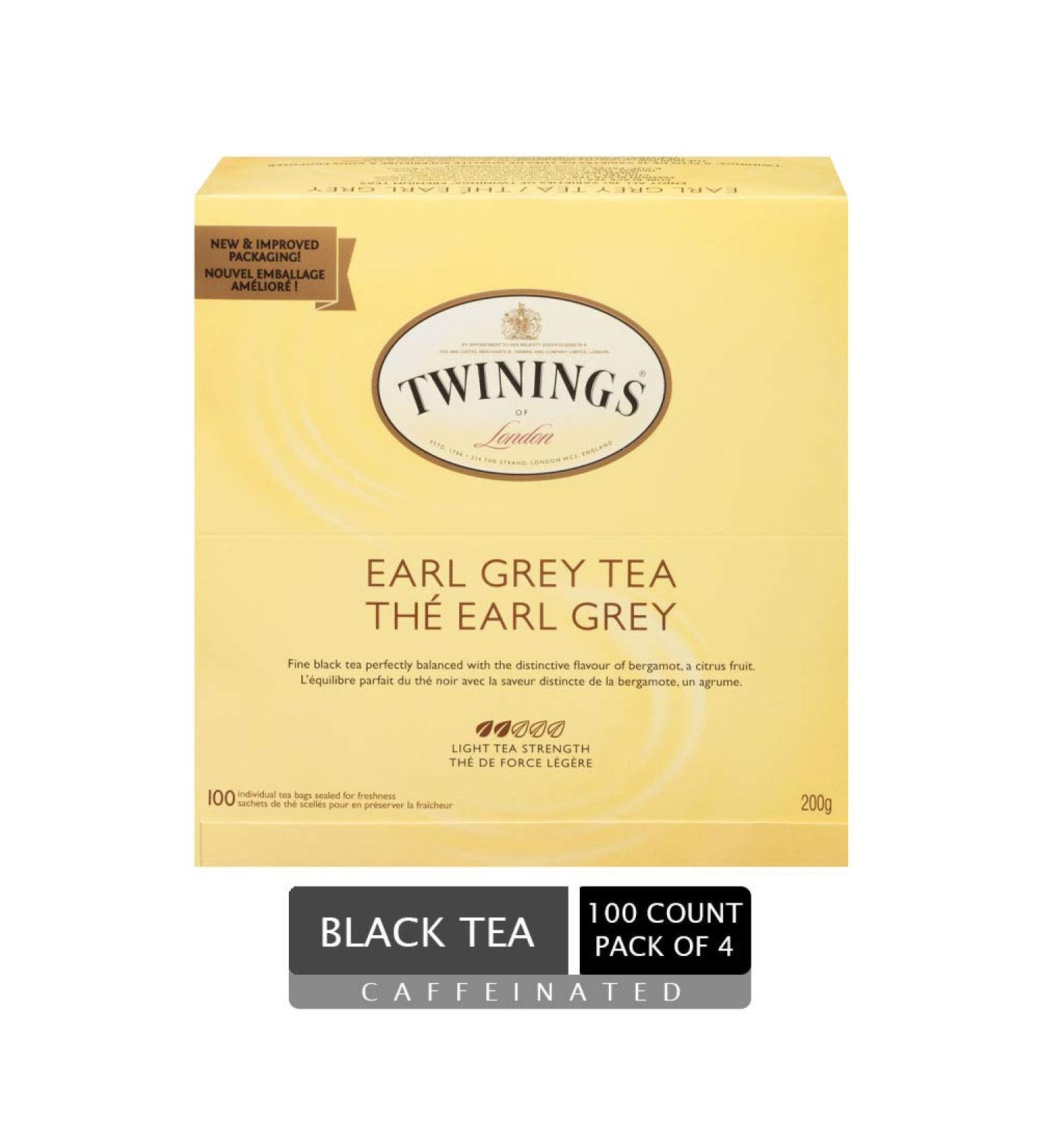 Twinings Earl Grey Individually Wrapped Tea Bags | Caffeinated Black Tea Enhanced with Bergamot Citrus | 100 Count (Pack of 4) | Enjoy Hot or Iced Earl Grey 100 Count (Pack of 4) - Buy Online on GoSupps.com