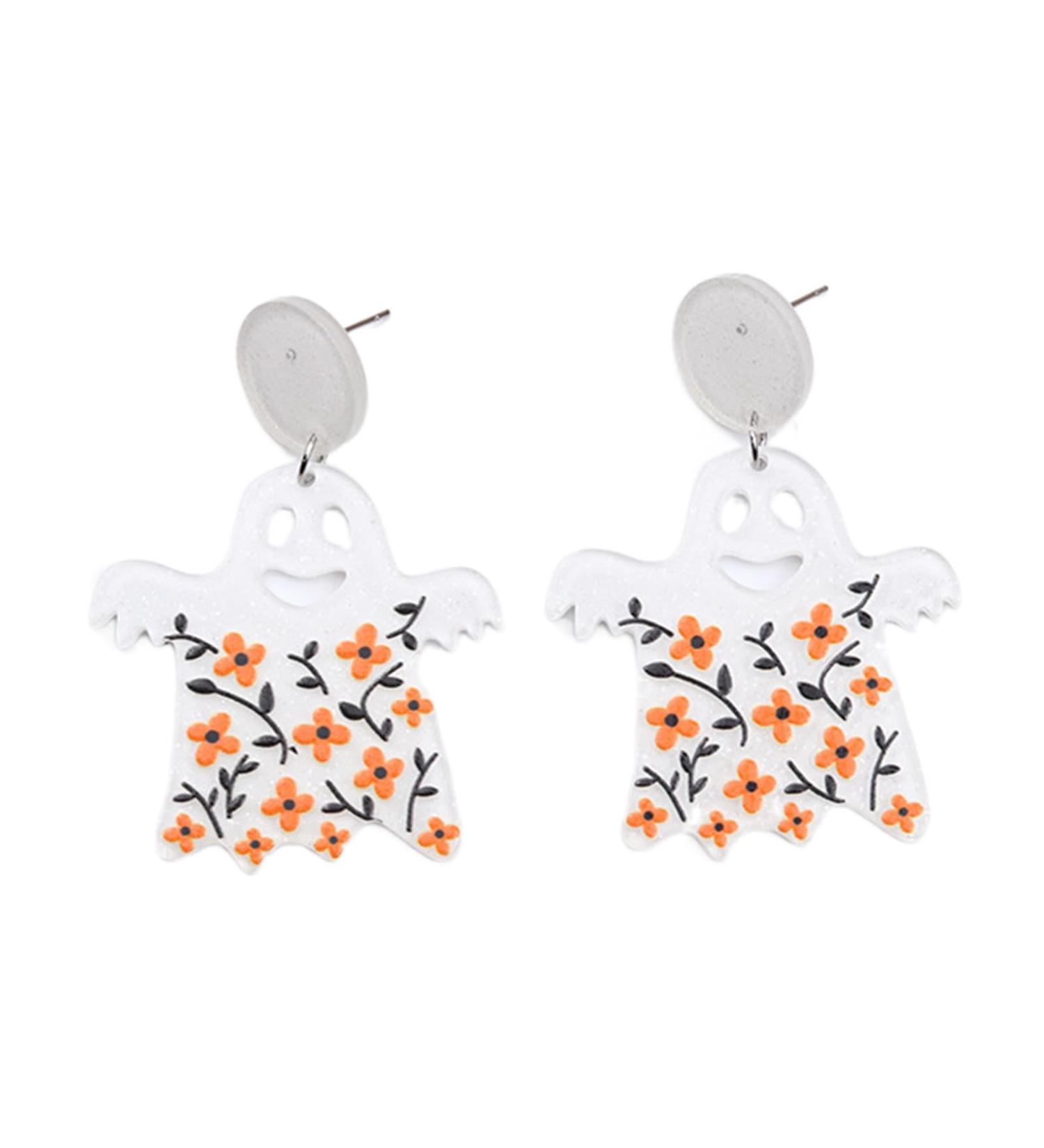 Feyley Halloween Cartoon Acrylic Earrings - Ghost Pumpkin Skull Dangle Jewelry Gift for Women & Girls | International Shipping - Buy Online on GoSupps.com