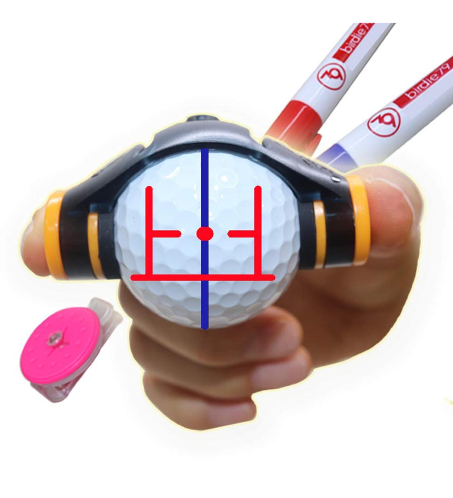 360 Degree Rotation Ball Liner Alignment Tool Kit - Golf Accessories with Triple 3 Line Golf Ball Marker, 2 Pens, and Hat Clip - Buy Online on GoSupps.com