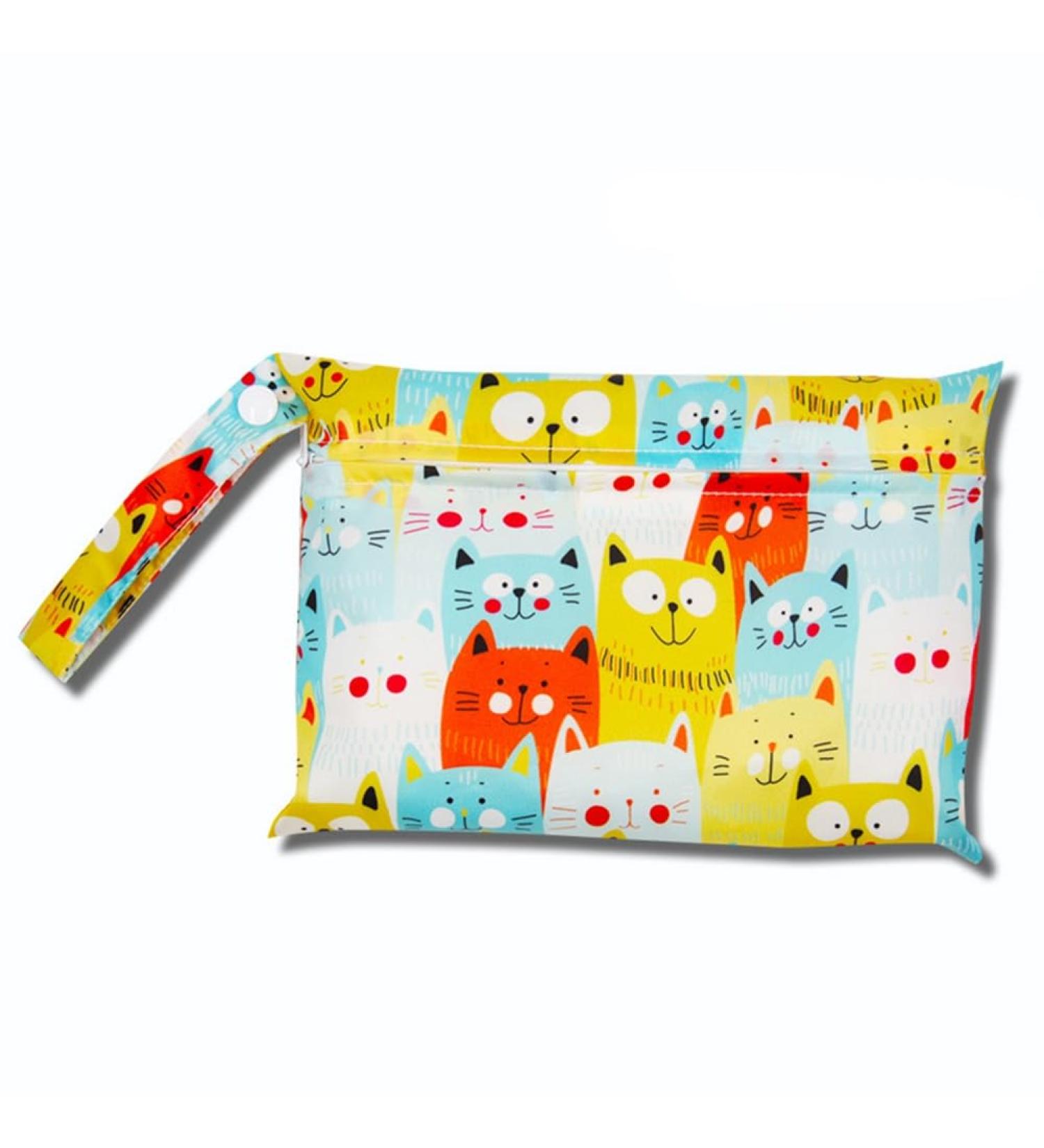 Qiantull Mini Diaper Bag - Waterproof Wetbag with Colorful Animal Pattern | 22x15cm Small Wet & Dry Cloth Organizer for Babies Swimming Travel & Beach - Buy Online on GoSupps.com