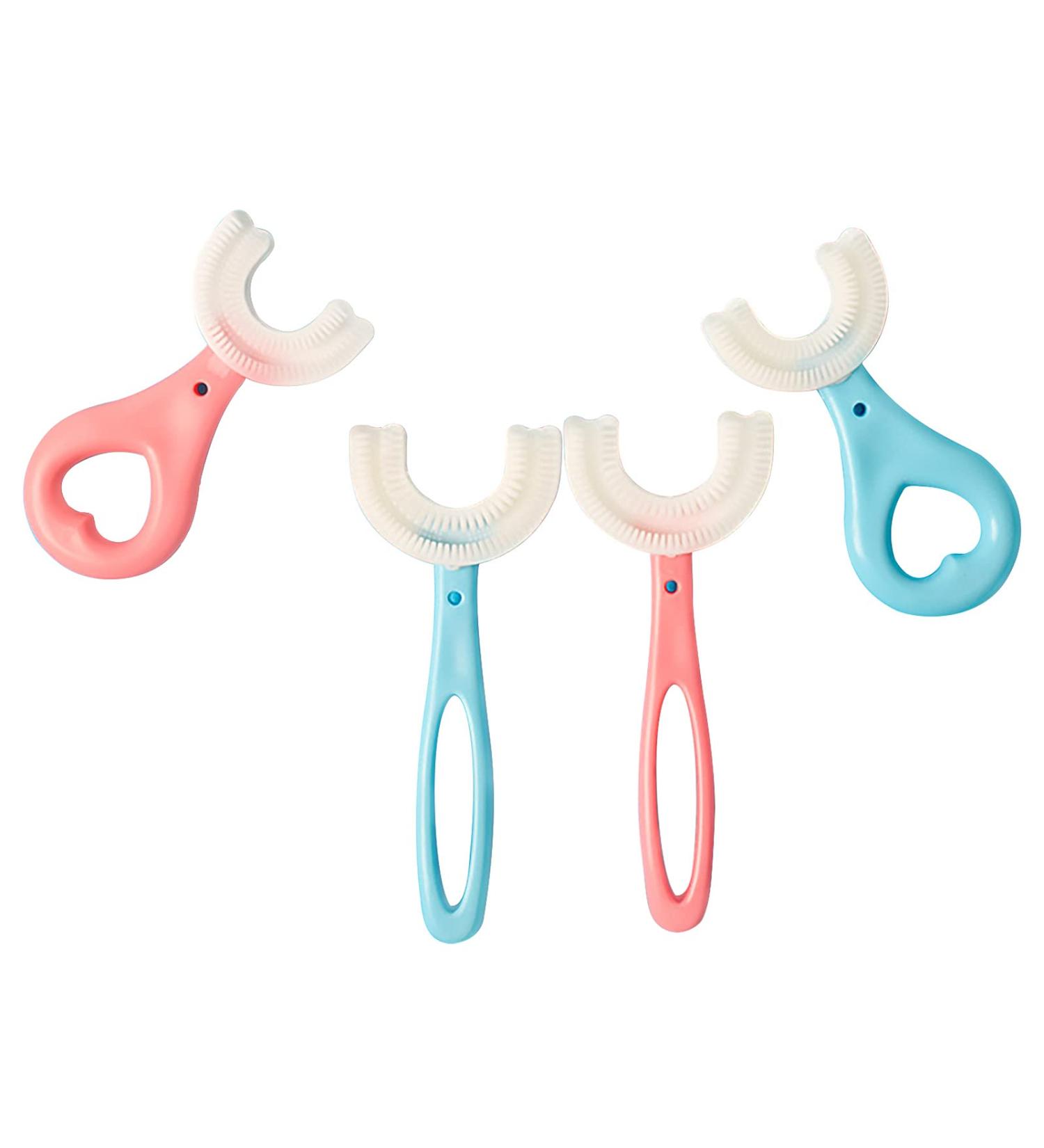 4 Pcs Kids U-Shaped Toothbrush Set for Children Training Teeth Cleaning - Ages 2-6 & 6-12 (Style-1) - Buy Online on GoSupps.com