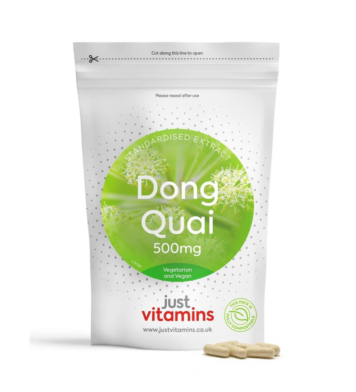 Just Vitamins Dong Quai (Angelica) 500mg 90 Capsules - Buy Online on GoSupps.com