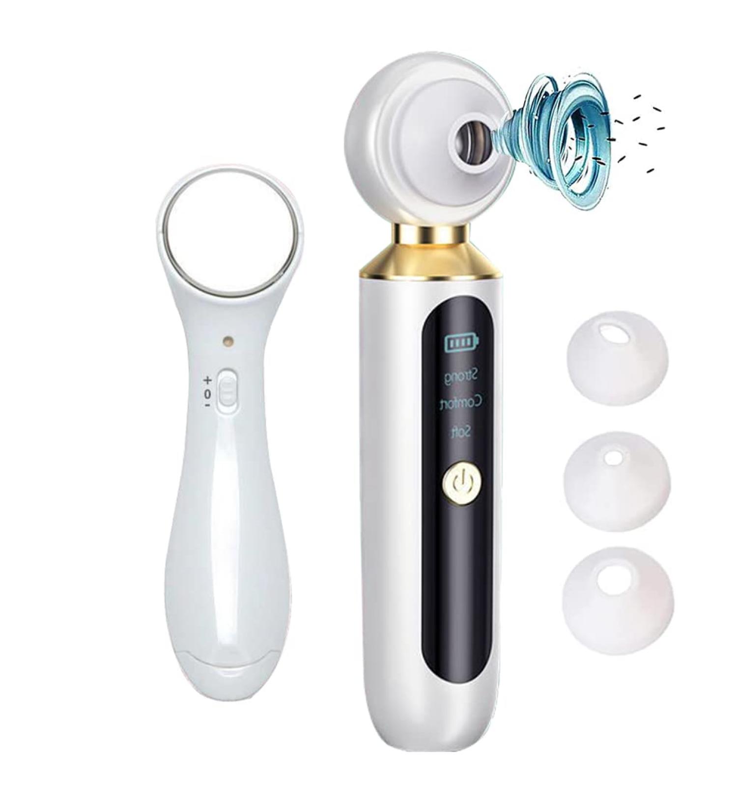 OuLi Store- Visual Electric Blackhead Remover Vacuum Deep cleaning 50 times magnification 3 Suction Heads USB plug (White+ Wrinkle remover instrument) - Buy Online on GoSupps.com