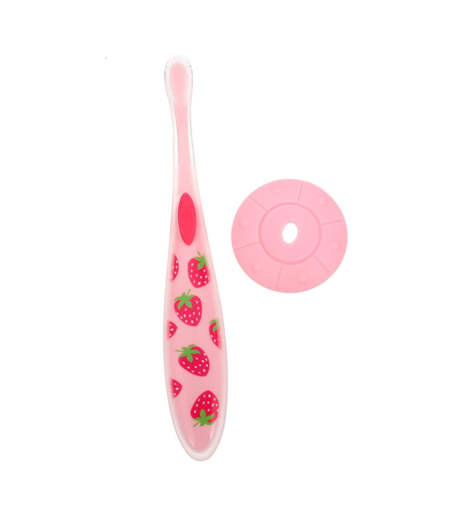 Buy Healvian 3-in-1 Travel Toothbrush & Massage Accessories for Toddlers | Silicone Oral Care Tools for Children - Pink Baby Soft Fur - Buy Online on GoSupps.com