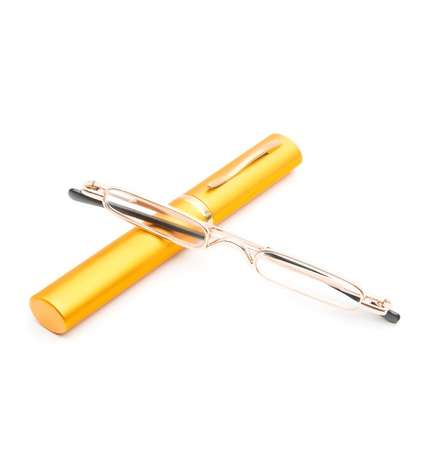 KoKoBin Mini Slim Reading Glasses +3.5 | Unisex Spring Hinge Metal Visual Aid with Case - Gold - Buy Online on GoSupps.com