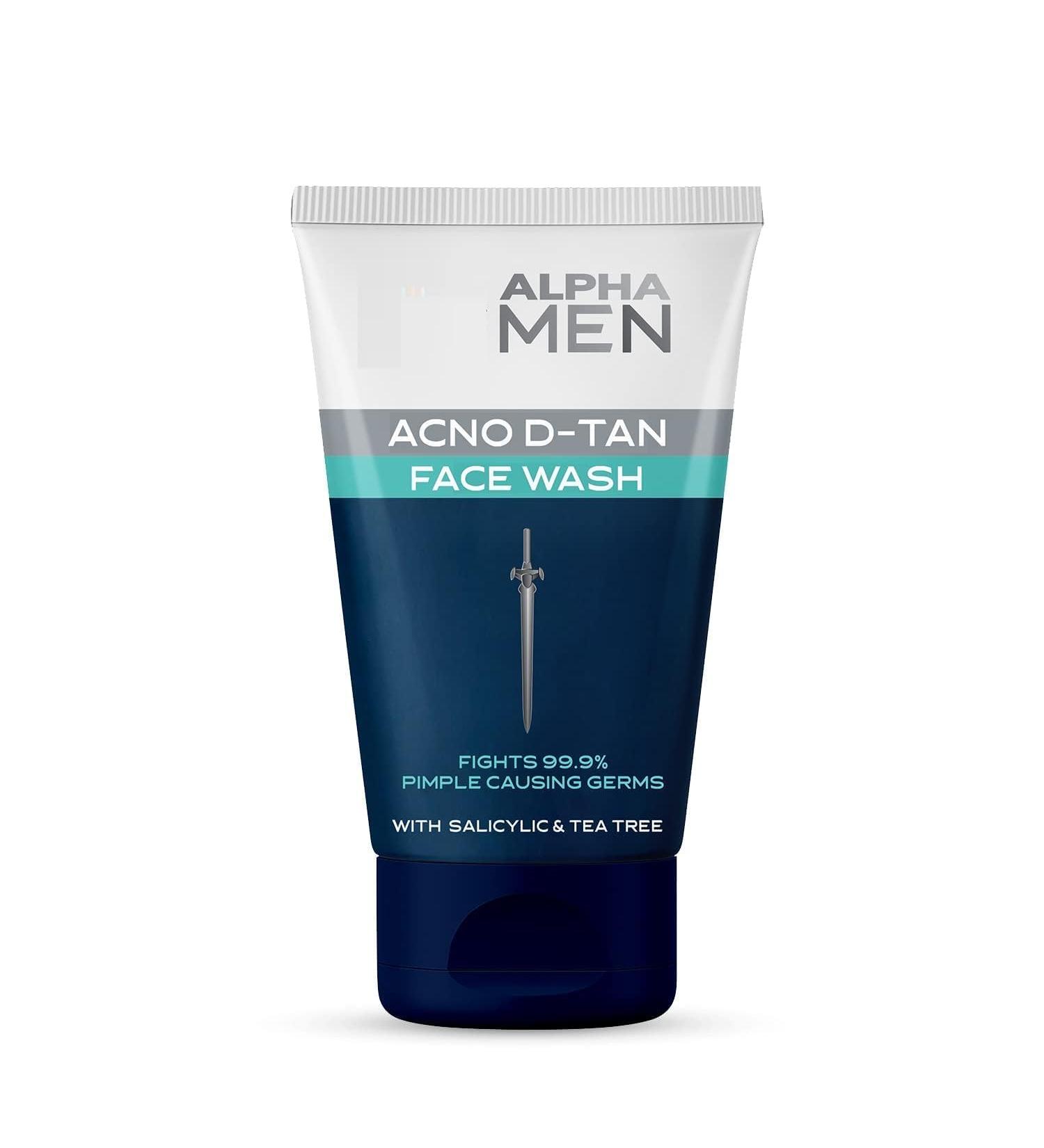 MI New A.LPHA MEN Acno D-TAN Face Wash with Tea Tree for Oily Skin | Detan Face Wash for TAN Removal | Removes Acne and Dirt (100 gm - pack of 1) - Buy Online on GoSupps.com