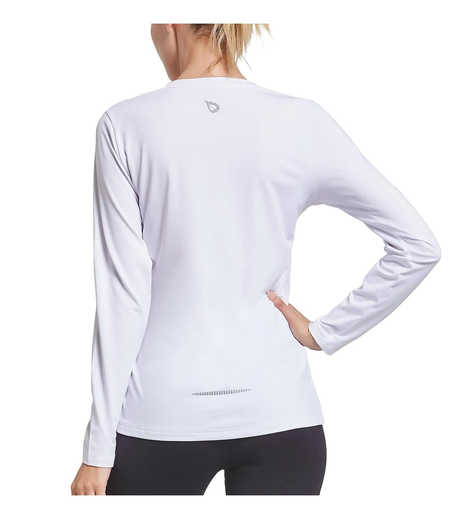 Baleaf Women's Long Sleeve Running Shirt - Quick Dry Athletic Workout Top | White, Medium - Buy Online on GoSupps.com