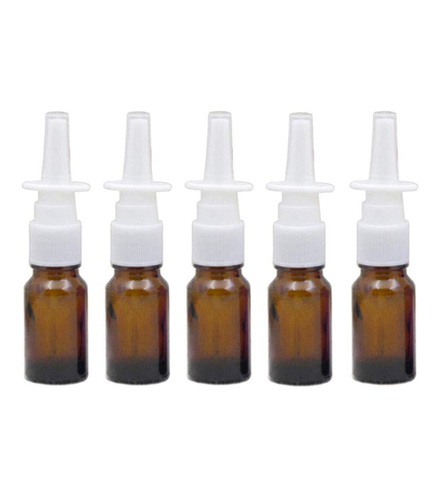6 Pack 10ml Refillable Glass Nose Spray Bottles - Fine Mist Atomizer for Colloidal Silver Makeup Essential Oils | Brown - Buy Online on GoSupps.com