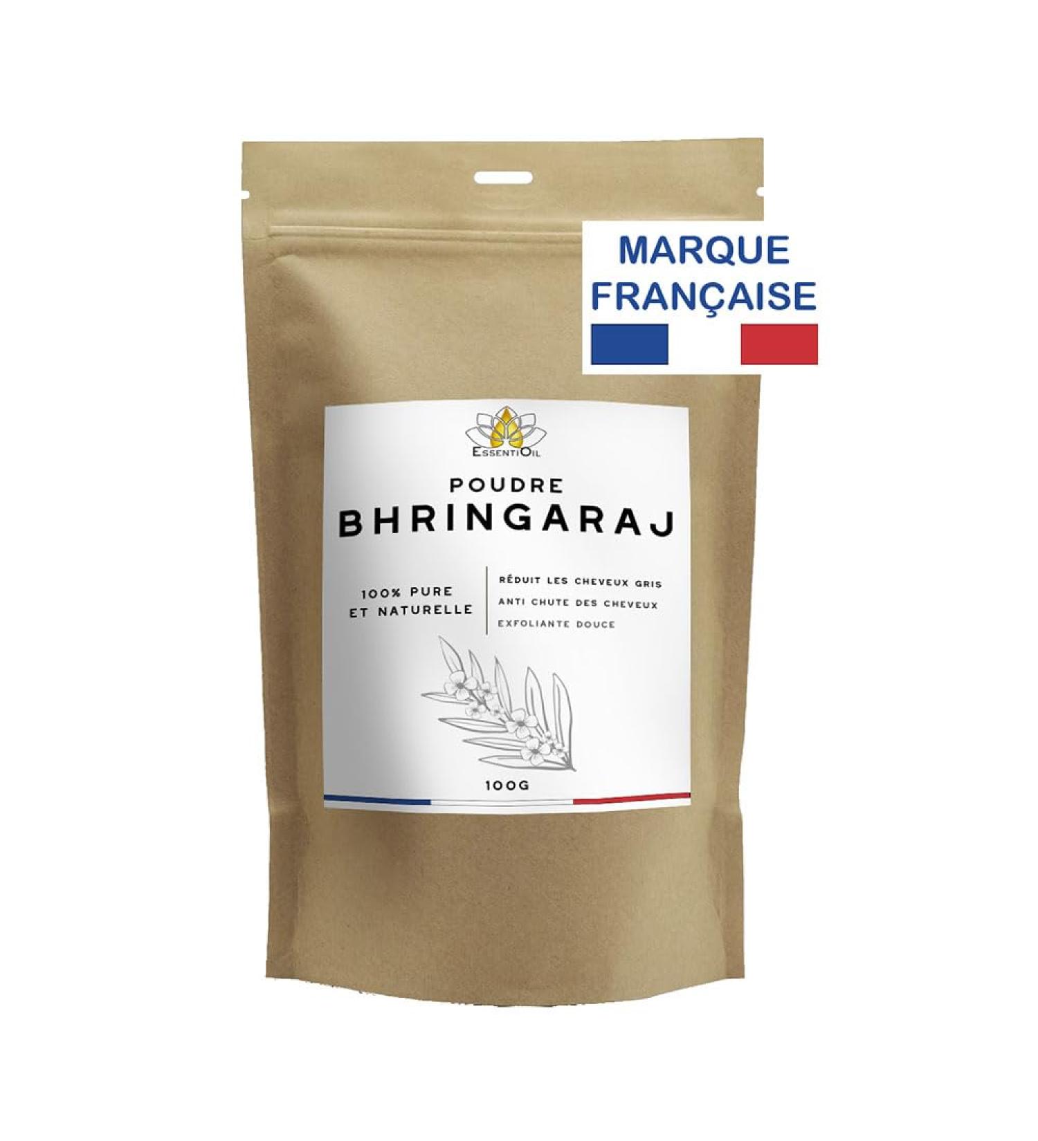 ESSENTIOIL Bhringaraj Powder - 100% Natural - Against hair loss Promotes growth Soothes the skin - All hair and skin types - 100g - French Brand - Buy Online on GoSupps.com