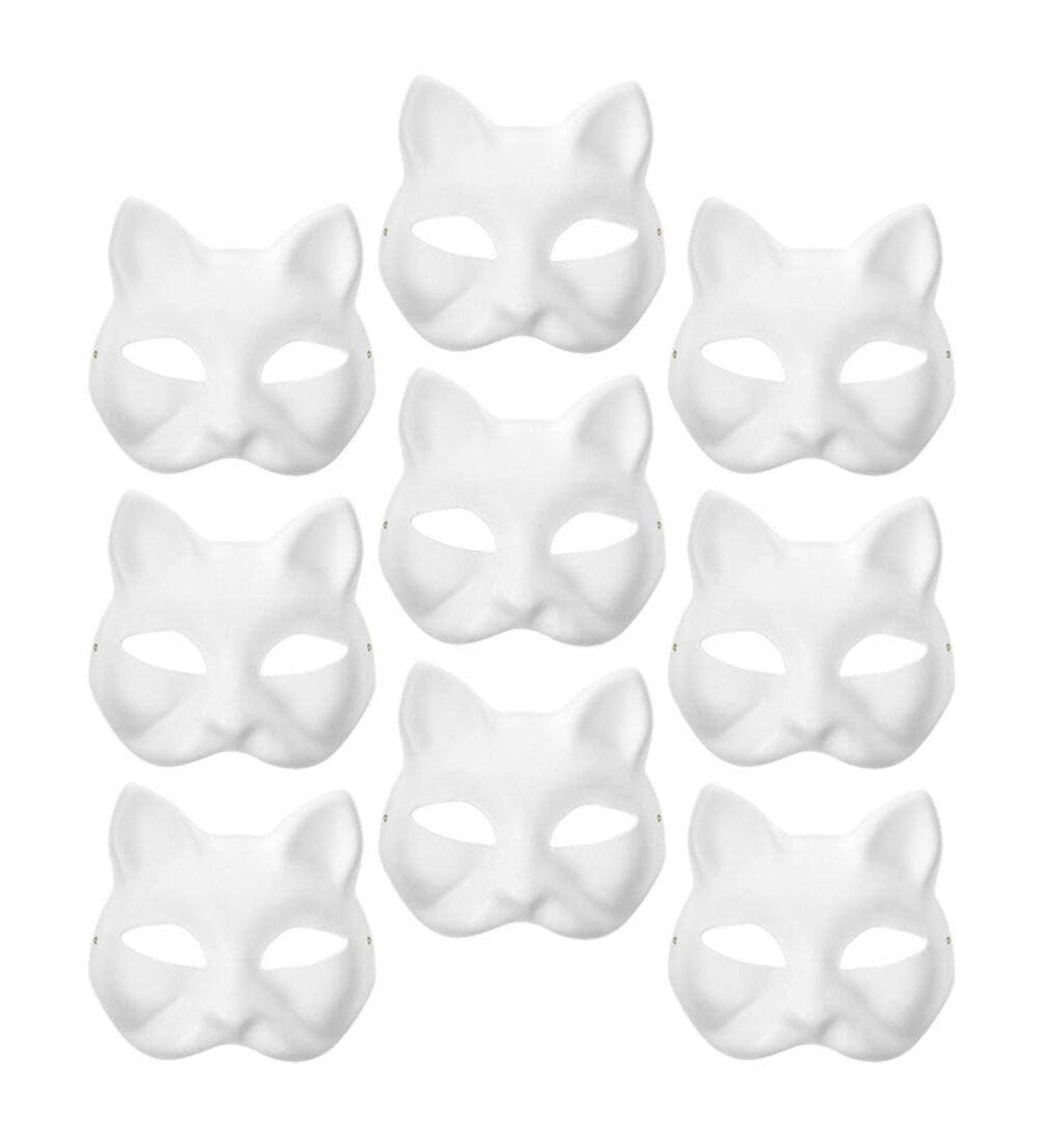 Pretyzoom 9-Piece DIY Cat Masks - Unpainted Animal Masks for Costume Props & Masquerade | International Shipping - Buy Online on GoSupps.com