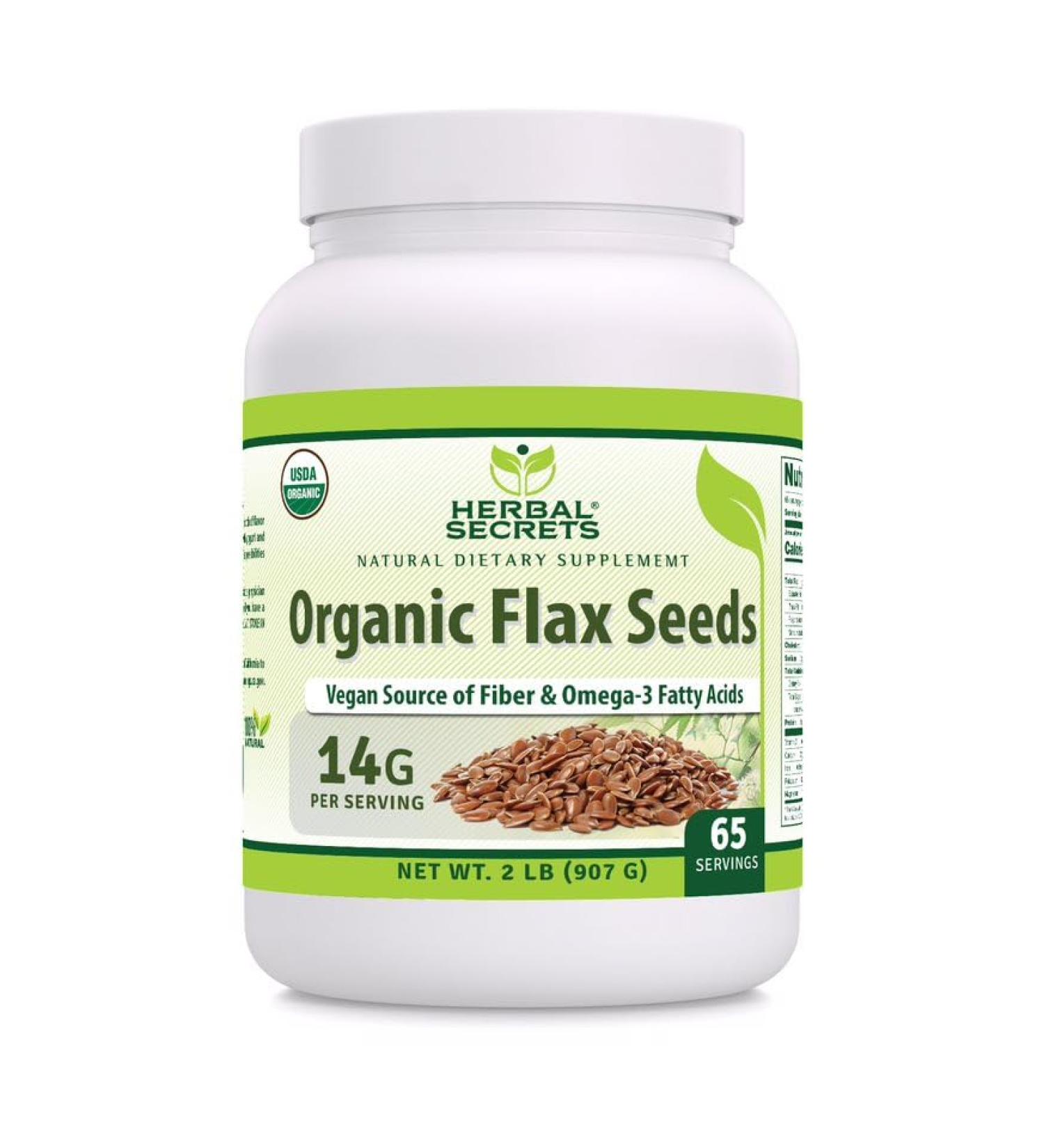 Herbal Secrets Whole Flax Seeds - 907g Raw Vegan Non-GMO Gluten-Free Supplement | 14g Healthy Omega-3 Per Serving | Made in USA - Buy Online on GoSupps.com