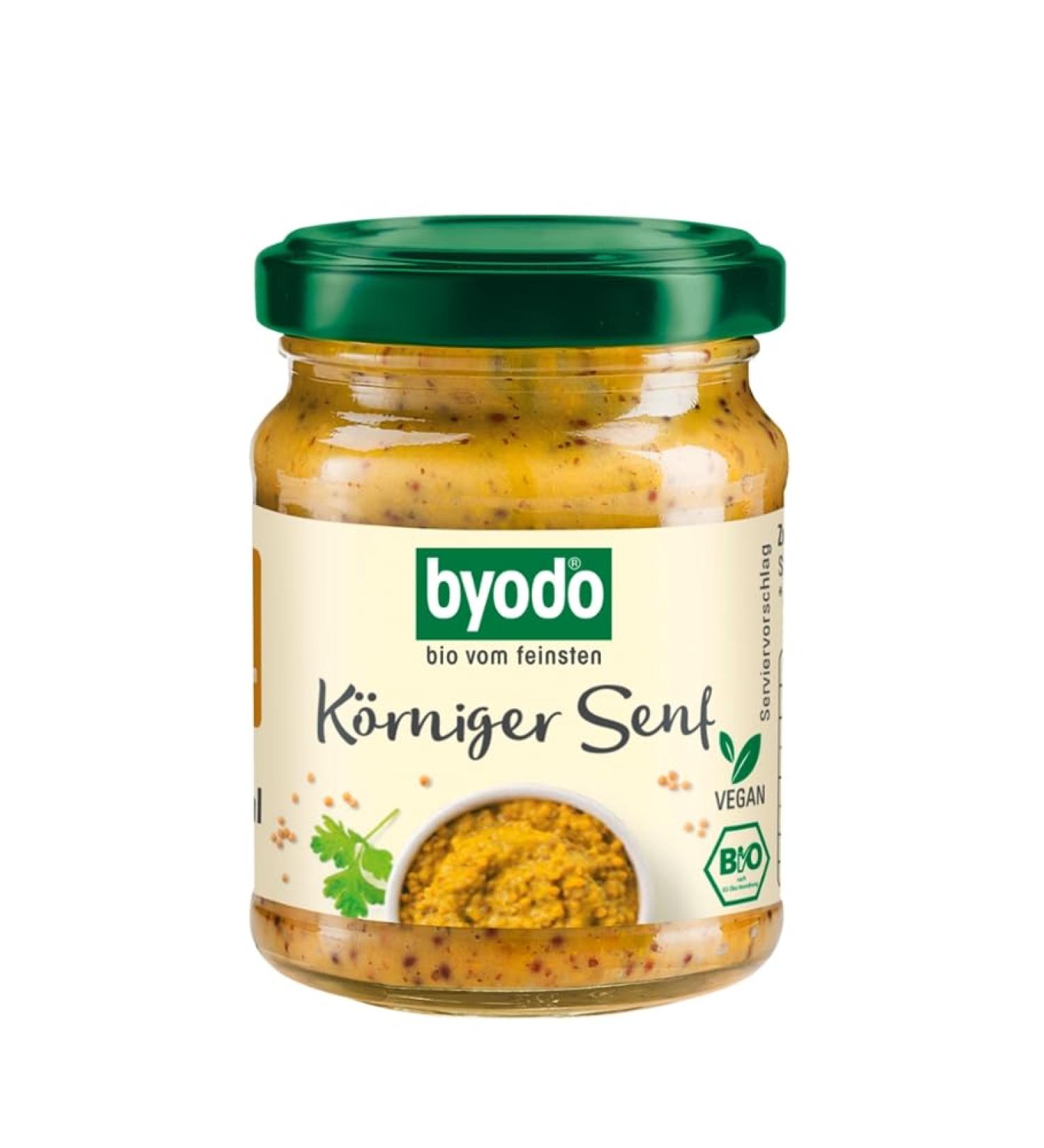  ByoDo Byodo Pack of 6 jars of grain mustard - Medium grain - 6 x 125 ml - Organic - Buy Online on GoSupps.com