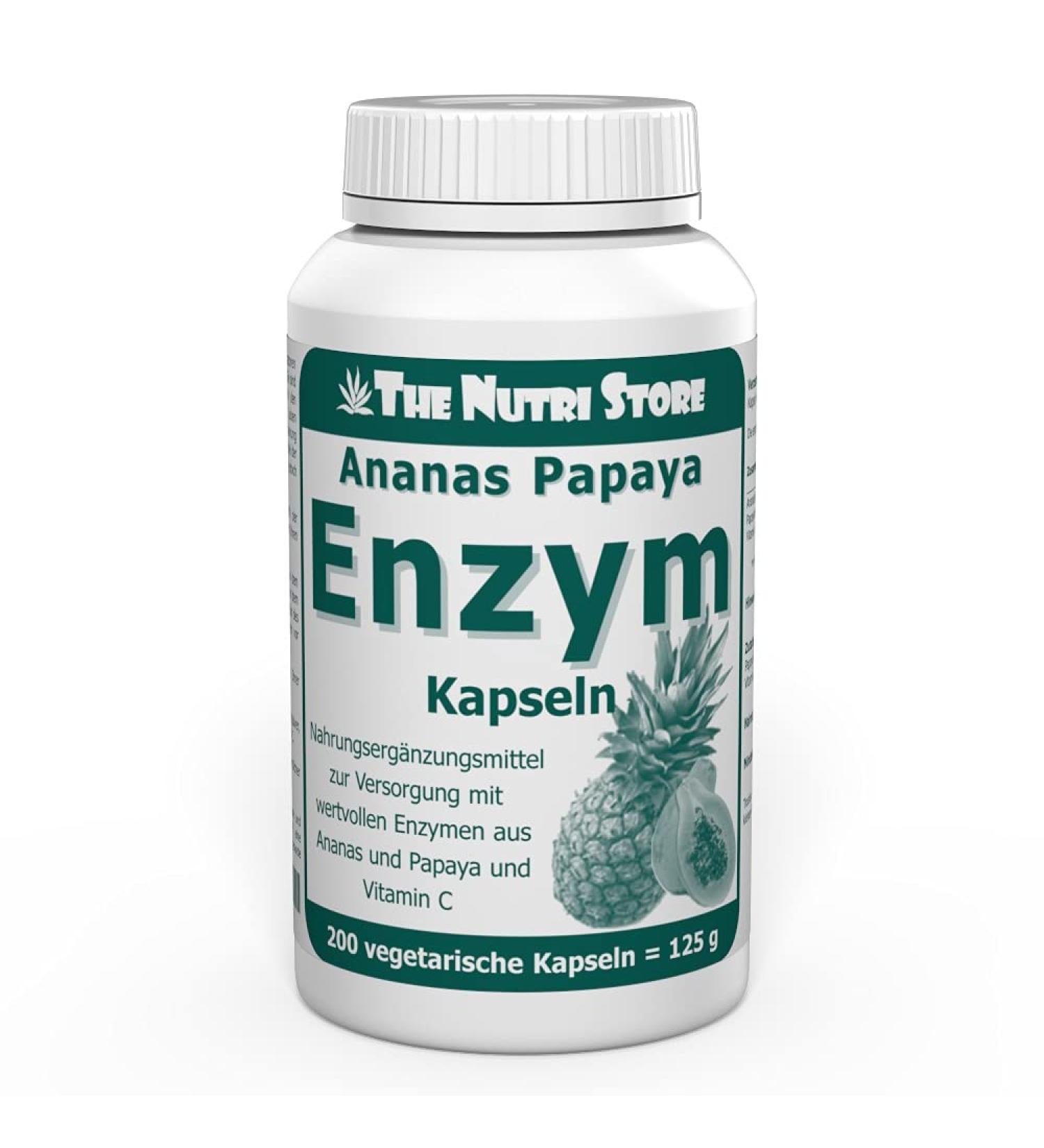 Enzyme Capsules 200 pcs - Natural Digestive Support with Pineapple Papaya & Vitamin C - Premium Food Supplement - Buy Online on GoSupps.com