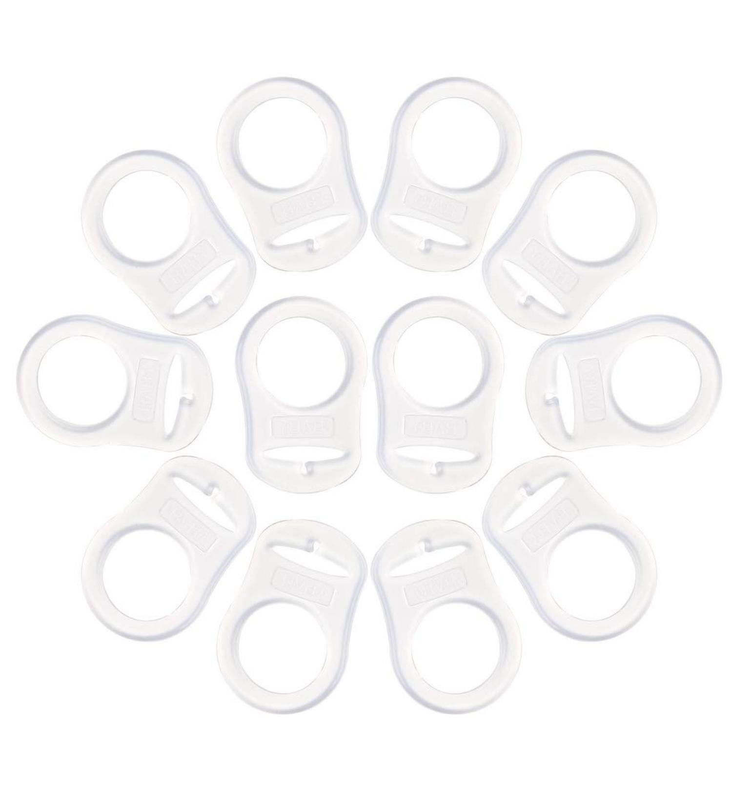 Nuoshen 12pcs Silicone Dummy Pacifier Holder Clip Adapter - White - Buy Online on GoSupps.com