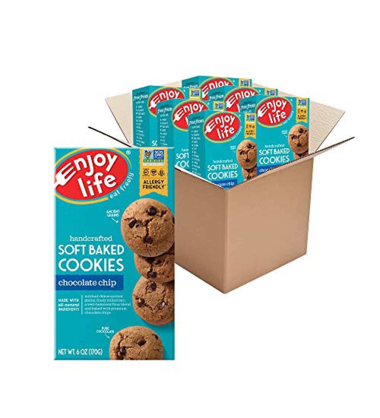 Enjoy Life Chocolate Chip Soft Baked Cookies - Gluten Free, Vegan & Nut Free - 6 Pack (36 oz) - Buy Online on GoSupps.com