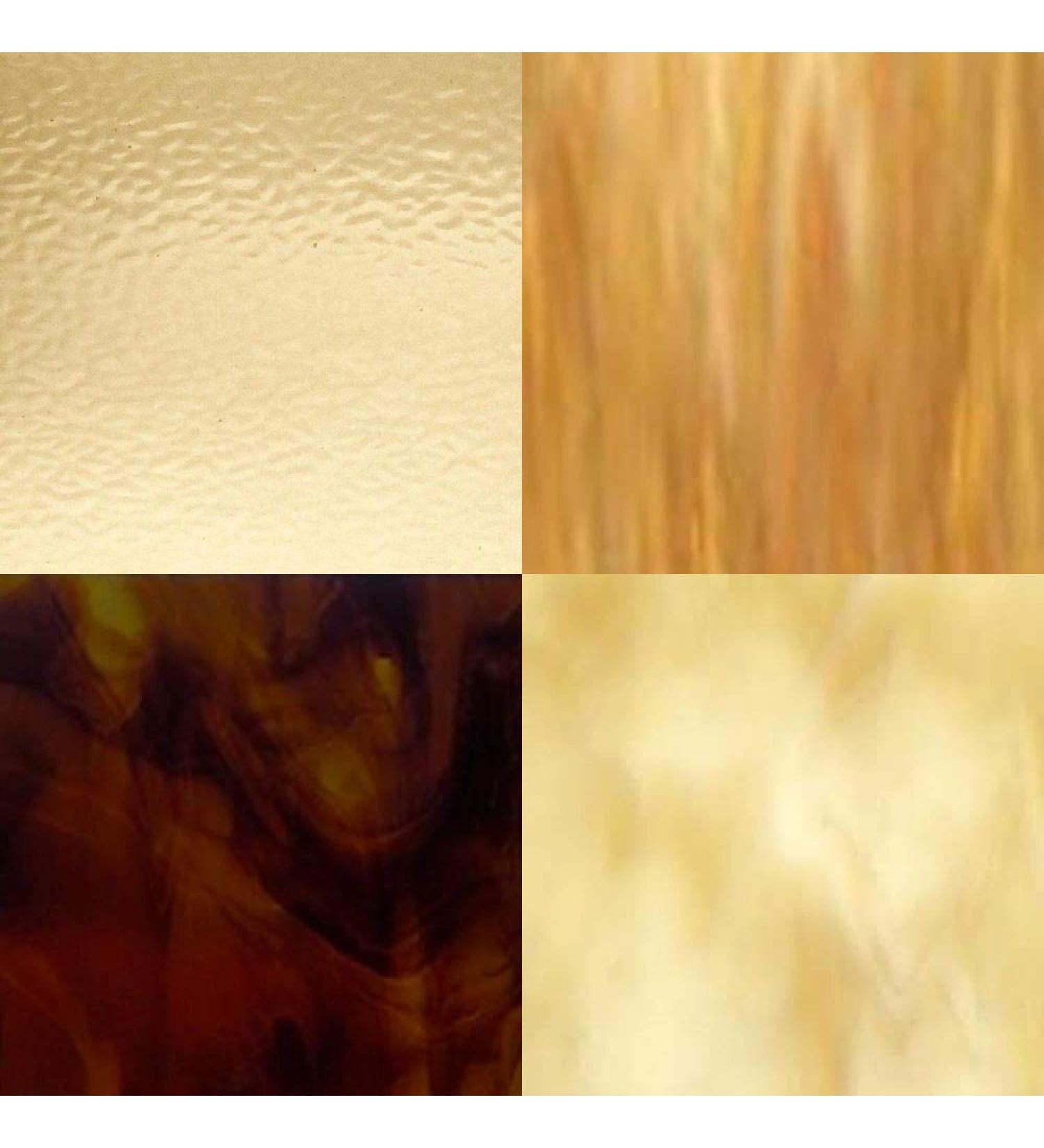 4 Amber Variety Stained Glass Sheets (8" x 10")