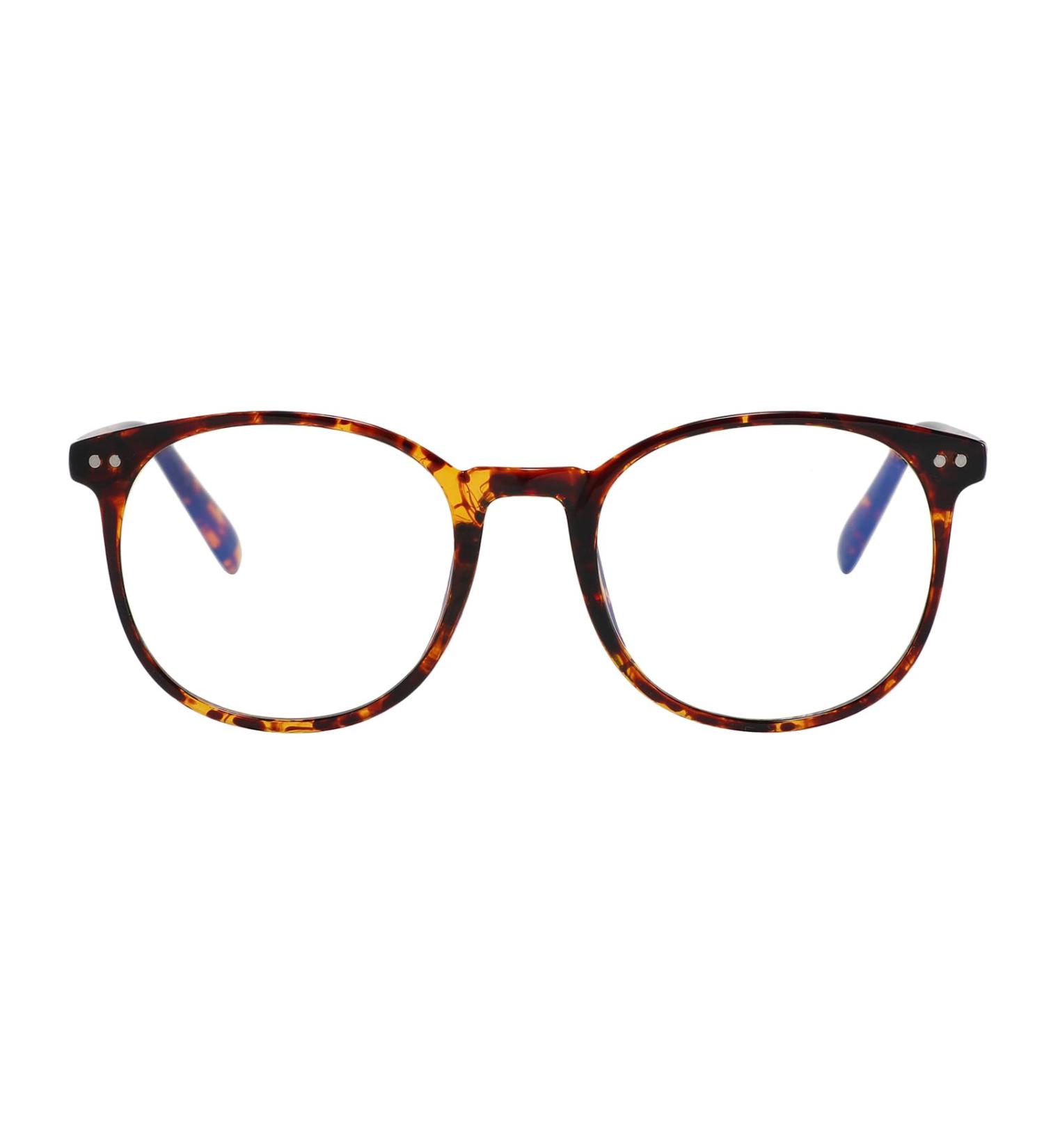 Switzerland Blue Light Blocking Round Tortoiseshell Glasses TR1832-7 for Dyslexia, Migraine | Anti Glare Round Glasses for Men and Women - Buy Online on GoSupps.com