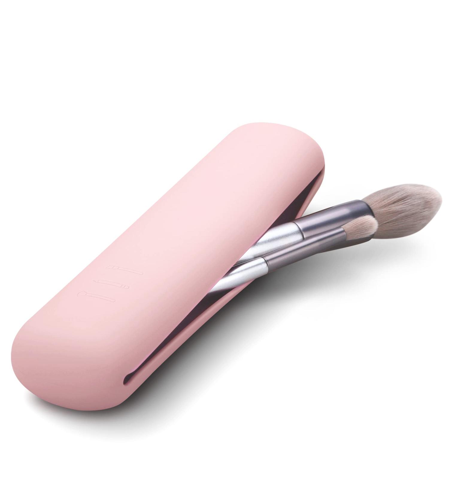 FERYES Travel Makeup Brush Holder - Magnetic Anti-Fall Out Silicon Organizer, Portable & Sleek - Pink - Buy Online on GoSupps.com
