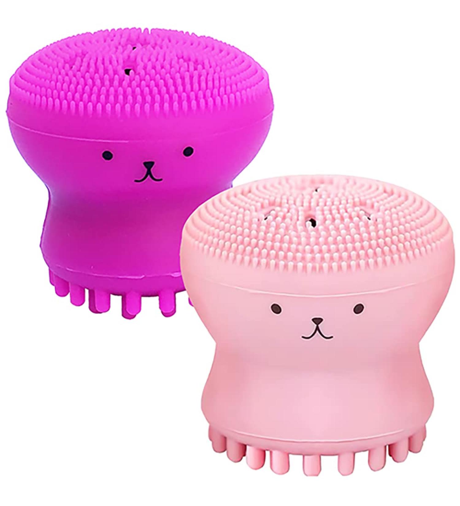 Buy Silicone Face Cleaning Brush - Octopus Design Pink & Rose Red | Best Facial Skin Cleaner Tool - Buy Online on GoSupps.com