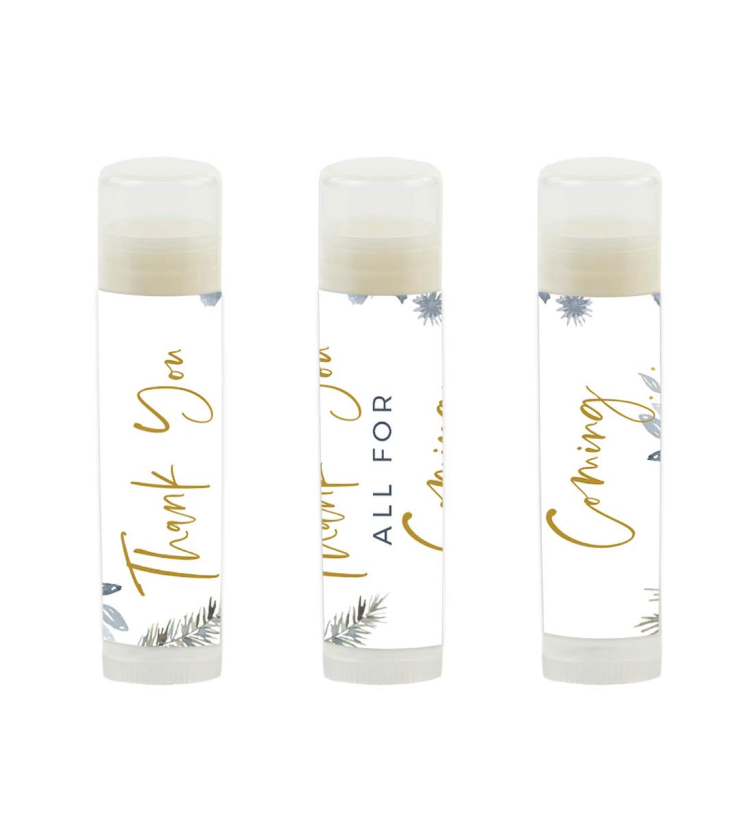 Andaz Press Winter Watercolor Snowflakes and Gray Florals Baby Shower Party Collection Lip Balm Baby Shower Party Favors Thank You All for Coming Baby Shower Party Favors 12- Pack Thank You Lip Balm - Buy Online on GoSupps.com